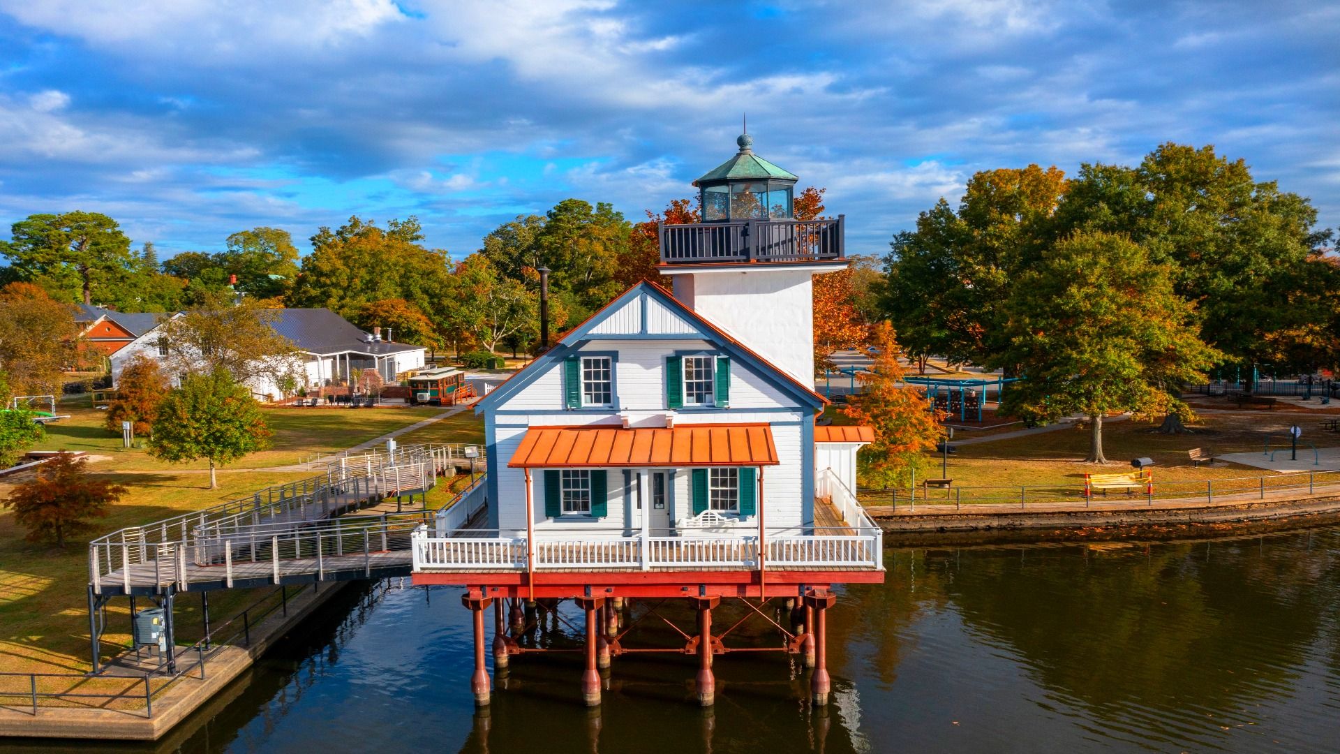 The Roanoke River Lighthouse in Edenton, North Carolina, NC, USA