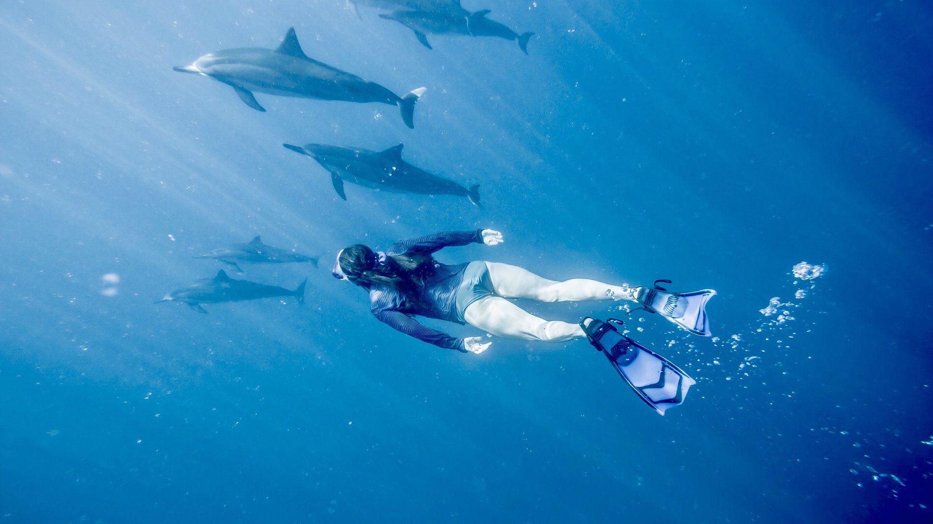 Woman snorkeling in Maui, Hawaii, US