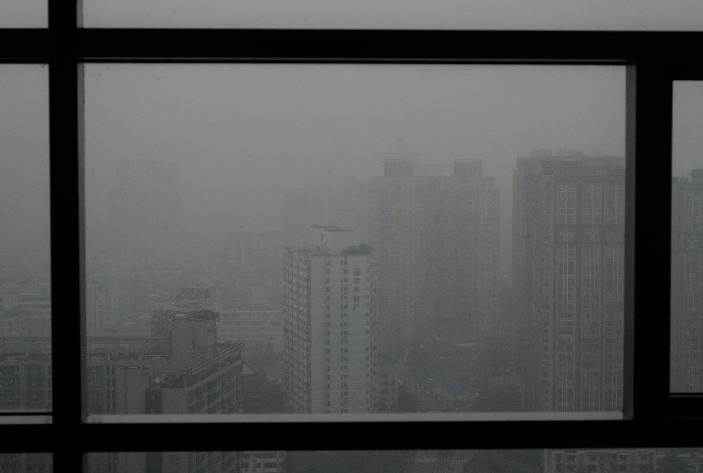 View out a window in Chengdu China