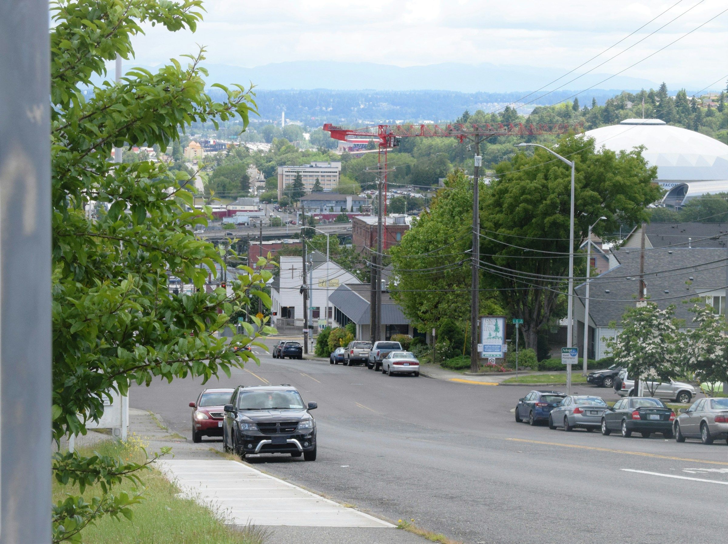 View of Tacoma Dome from a neighborhood in Tacoma, WA