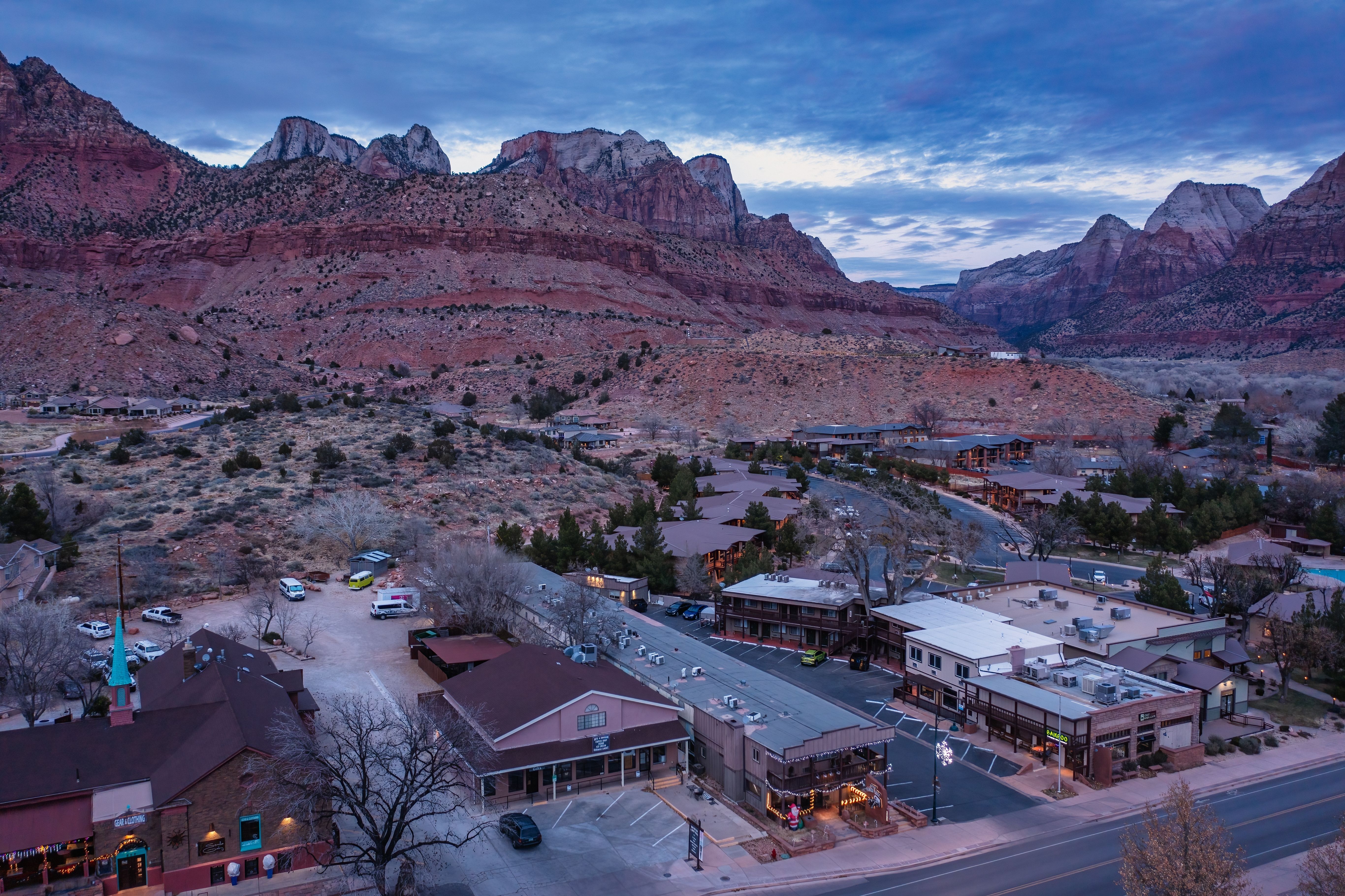 Air views in Lodge in Springdale, Utah