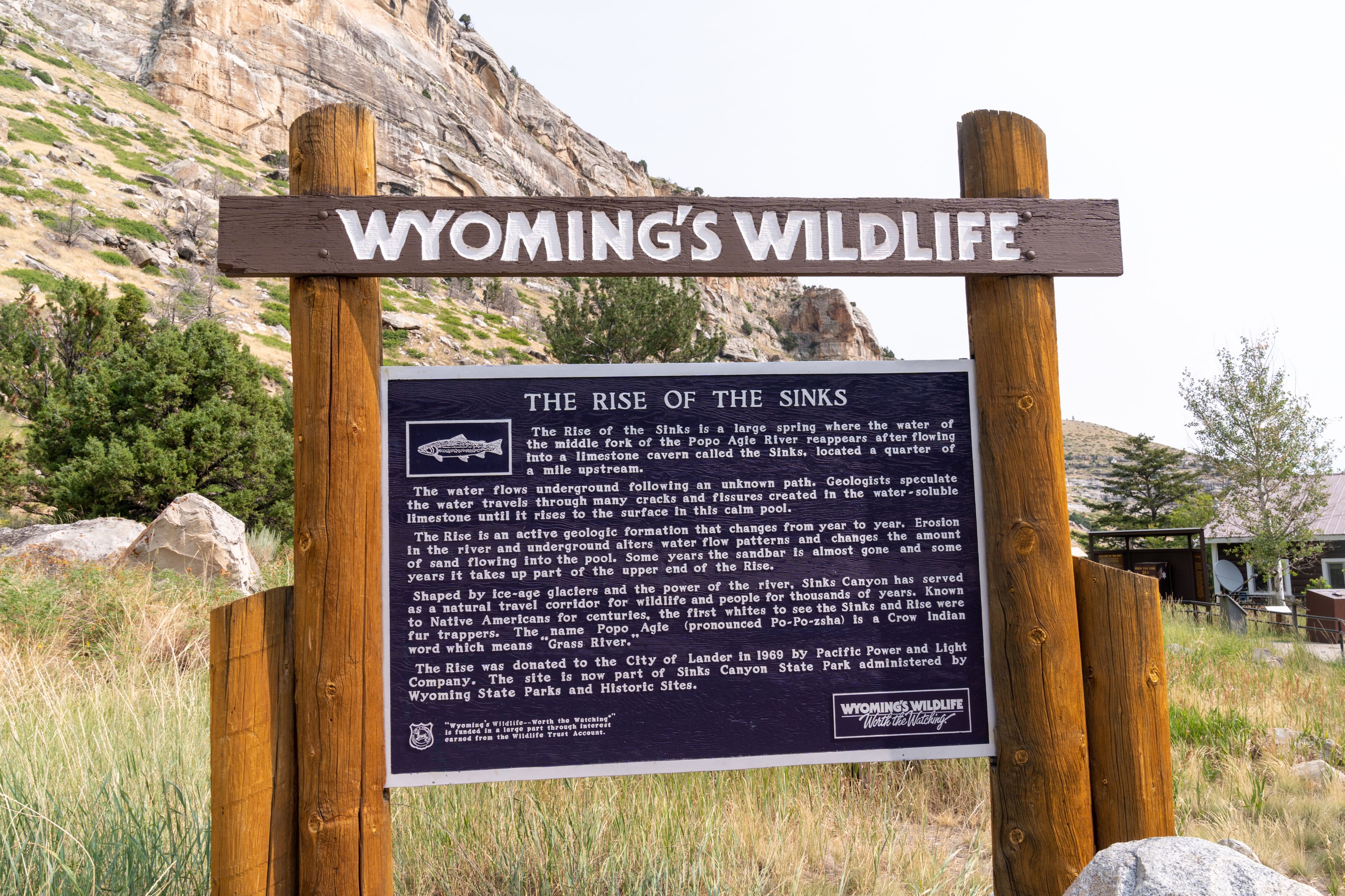 Wildlife sign at Sinks Canyon State Park, WY, Wyoming, USA