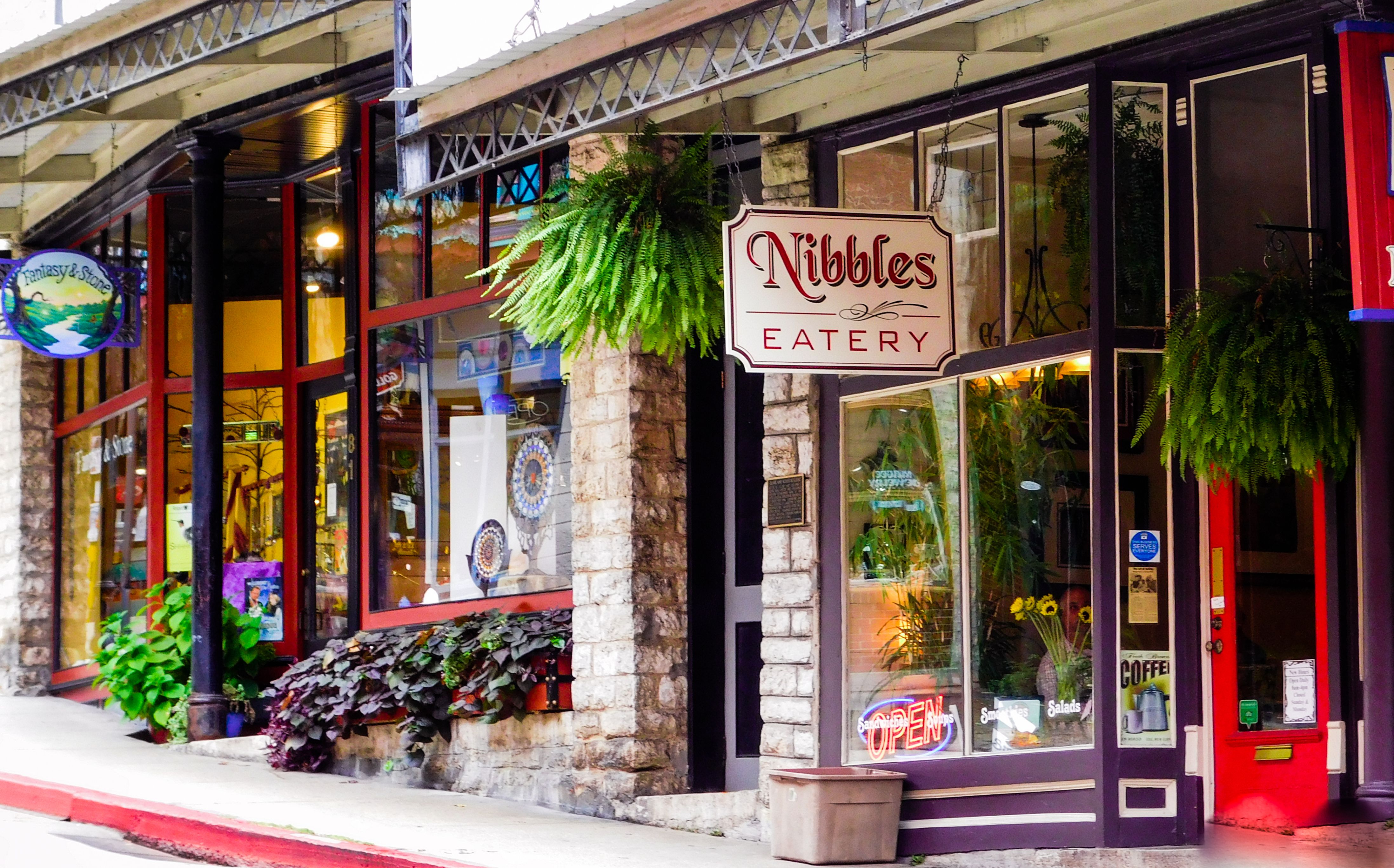 Nibbles Eatery is one of the many restaurants in the colorful Eureka Springs, Arkansas.