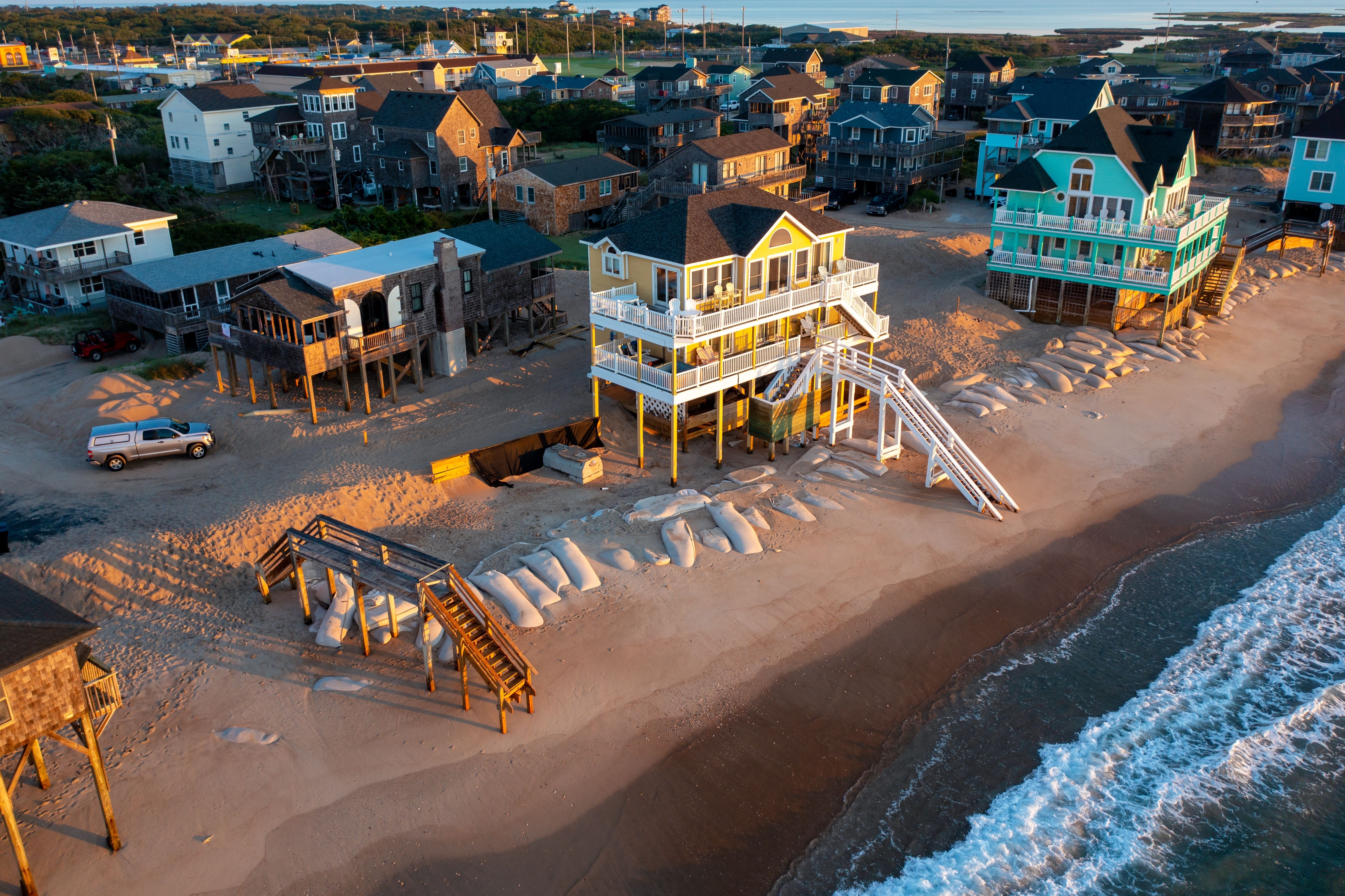 houses along the beach in Buxton, North Carolina on the Outer Banks