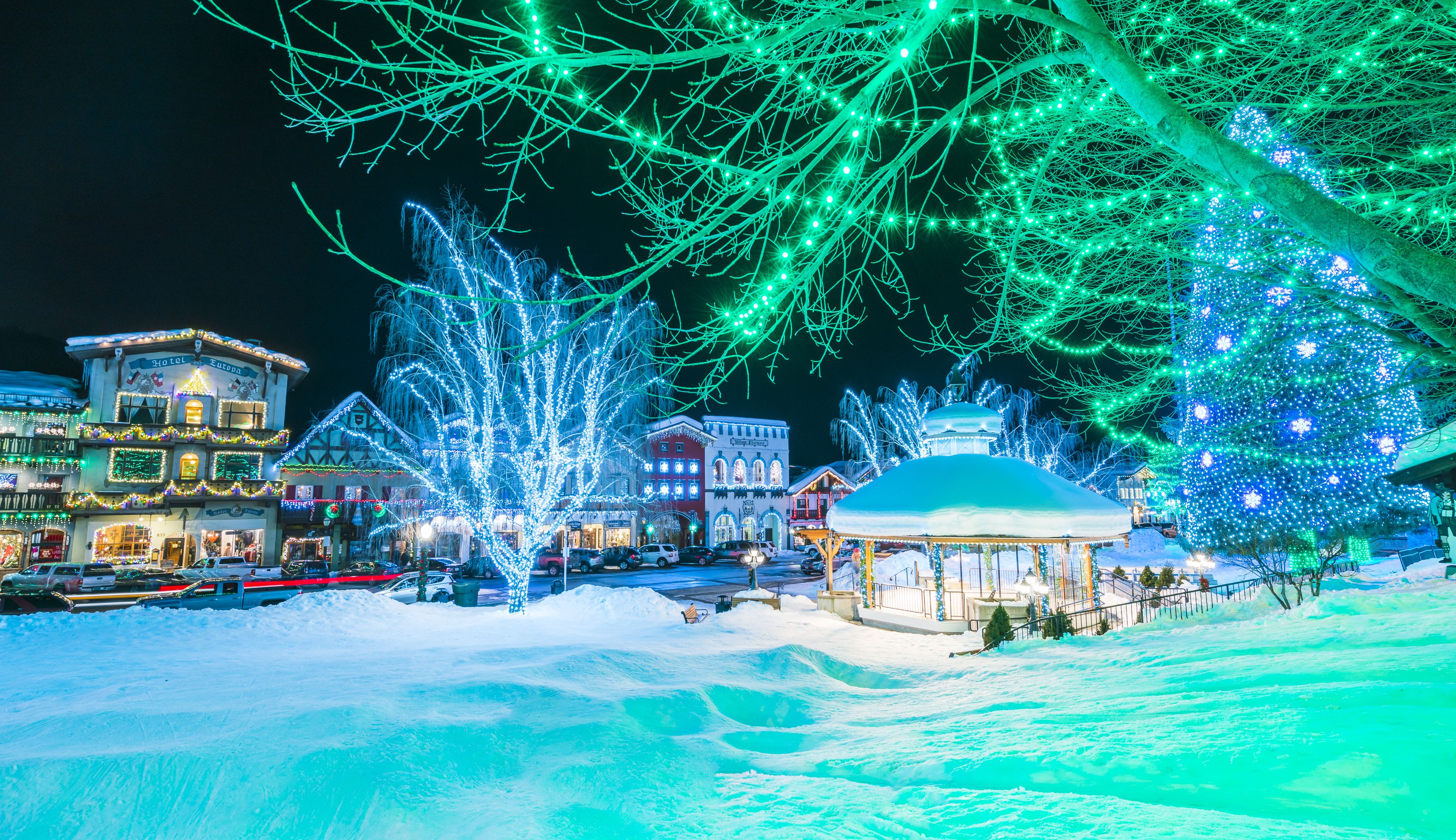 leavenworth,Washington,usa.-02/14/16: beautiful leavenworth with lighting decoration in winter.