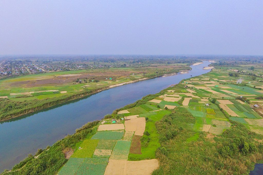 Aerial view of Tanai Stream in Hukawng Valley, Kachin state, northern Myanmar