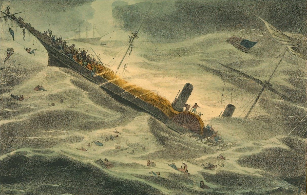 An artist's depiction of the sinking