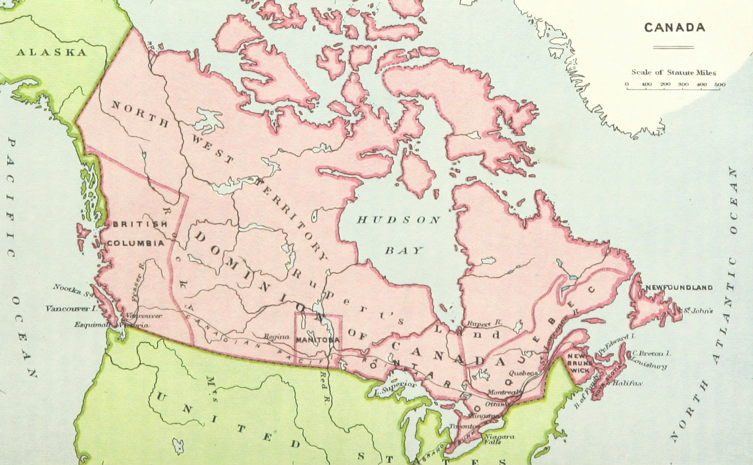 Image of Canada map from 'History of England and the British Empire'