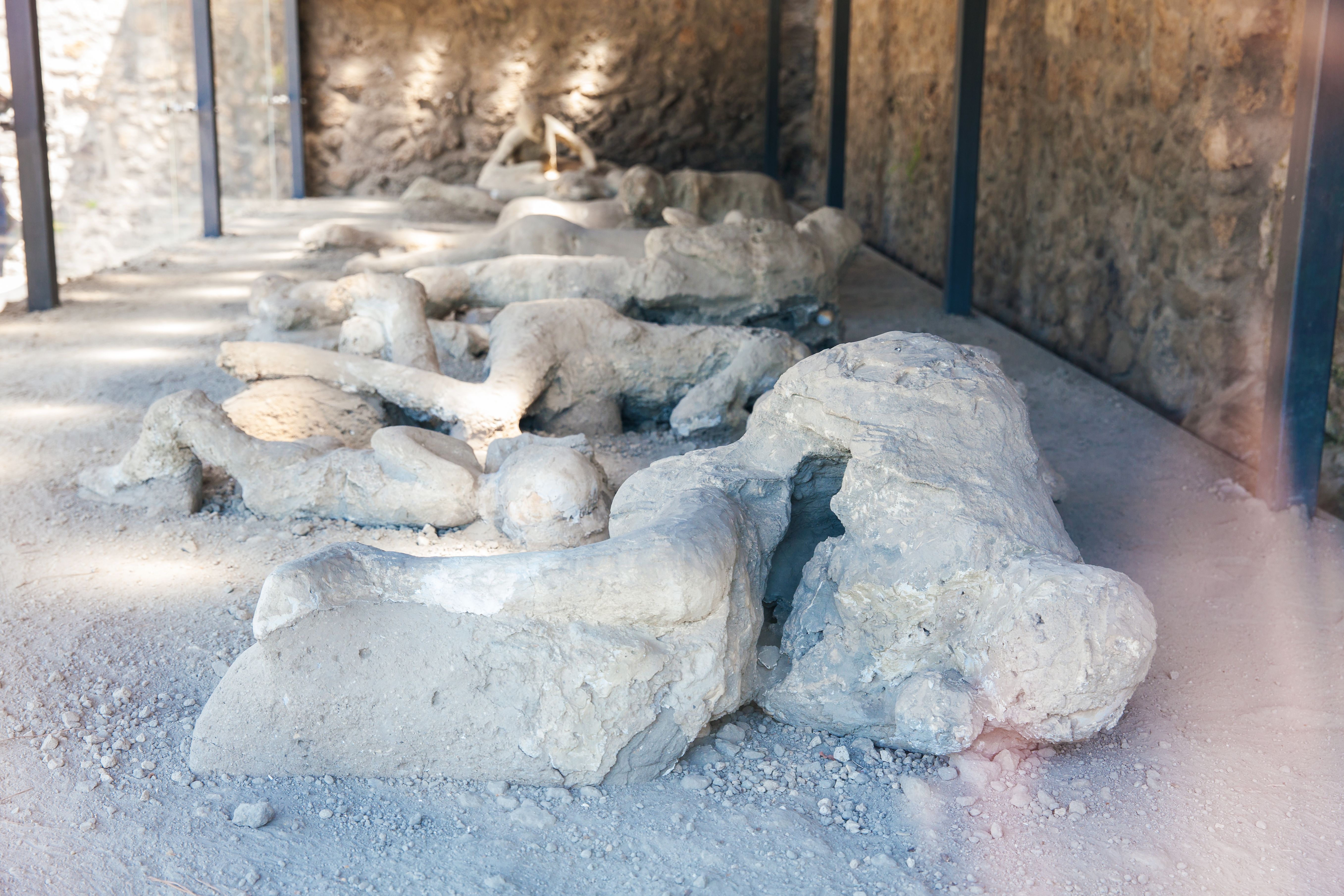 Plaster casts of the victims in the Pompeii Archaeological Park, Italy