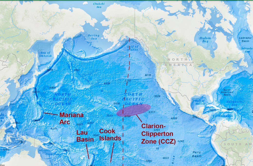 Location of the Clarion Clipperton Zone