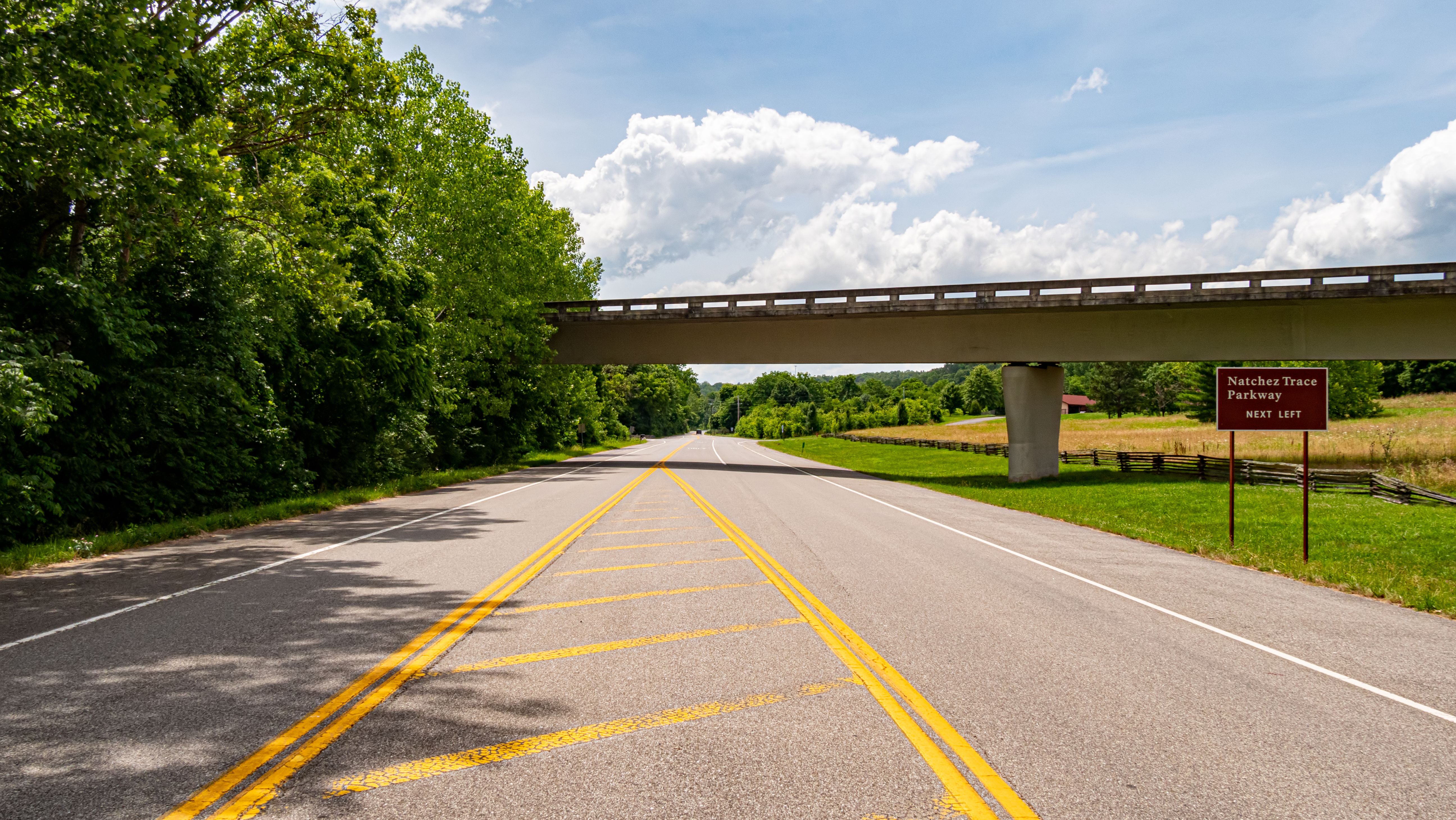 Sign for the Natchez Trace Parkway in Leipers Fork, TN, Tennessee, USA