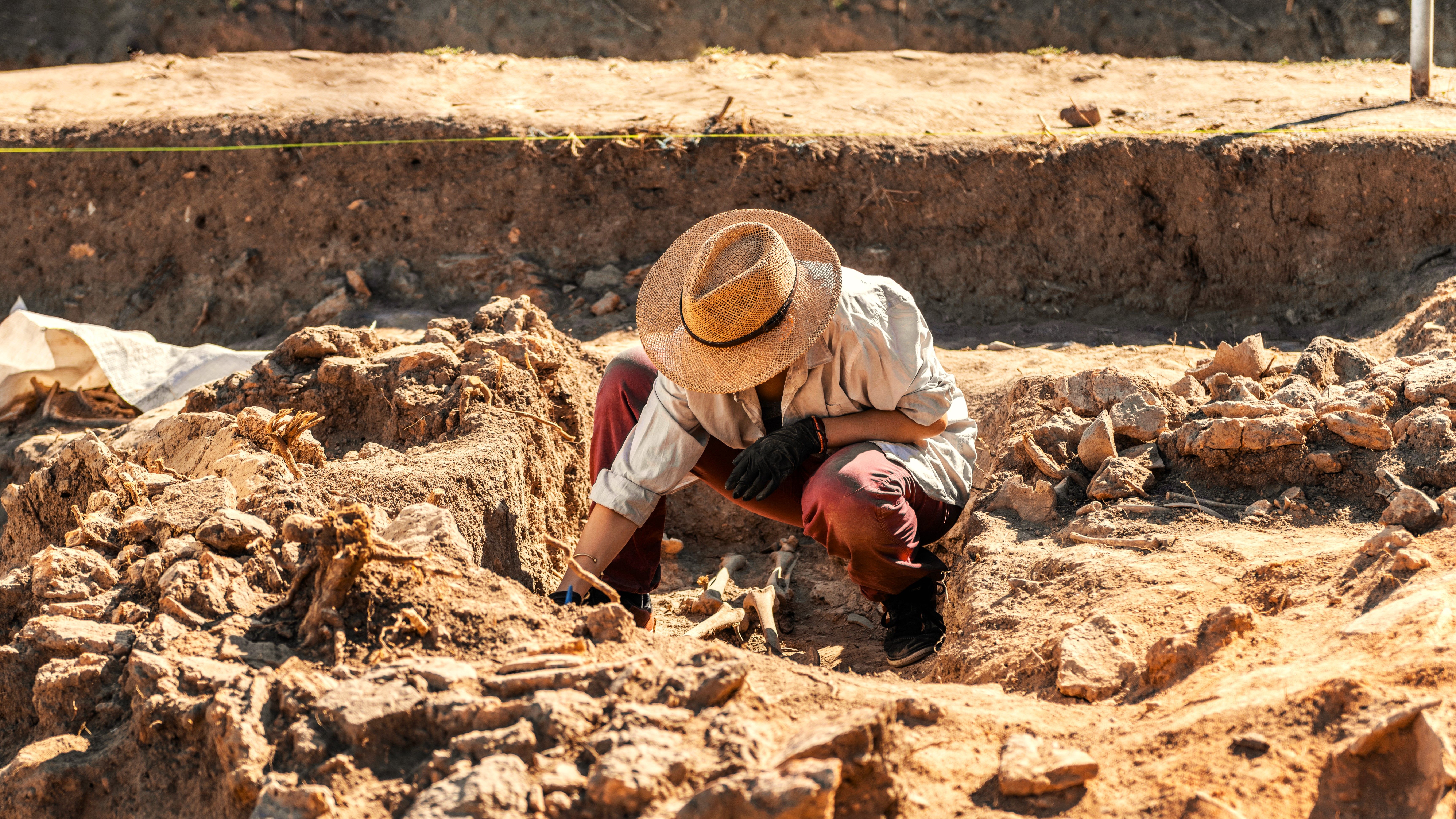 Archaeologist Excavating