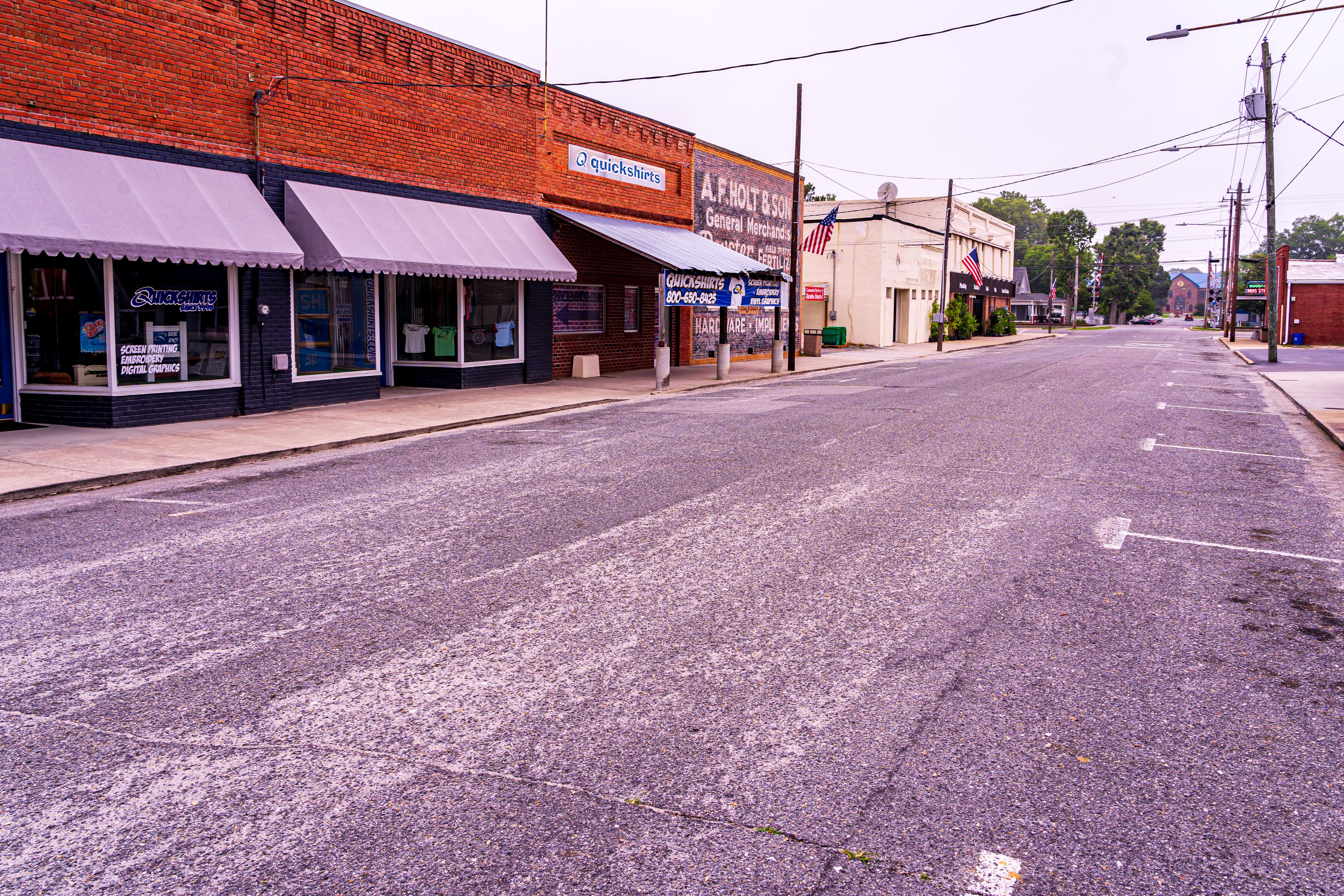 Empty street in Princeton, North Carolina 