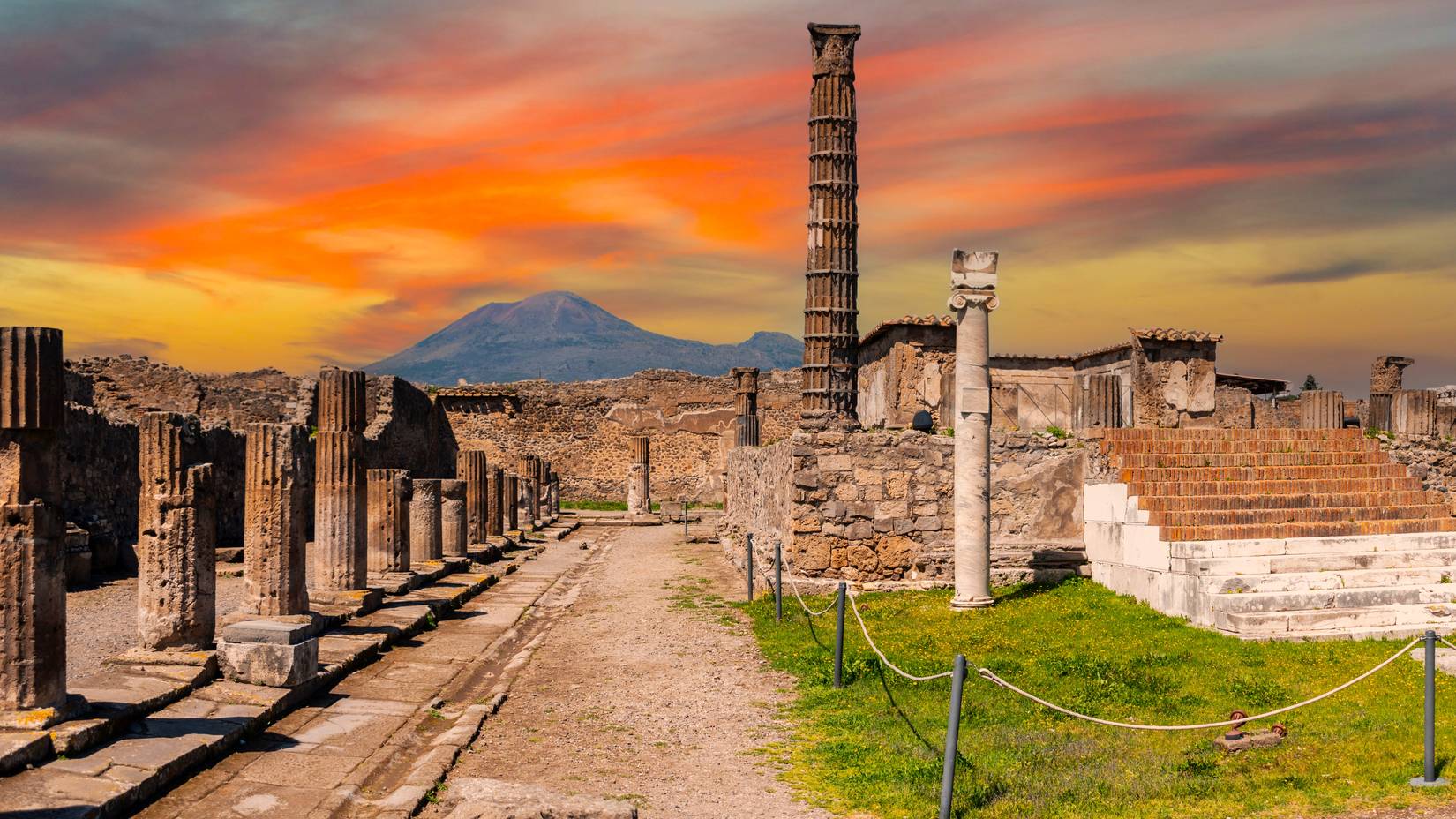 Pompeii at sunset