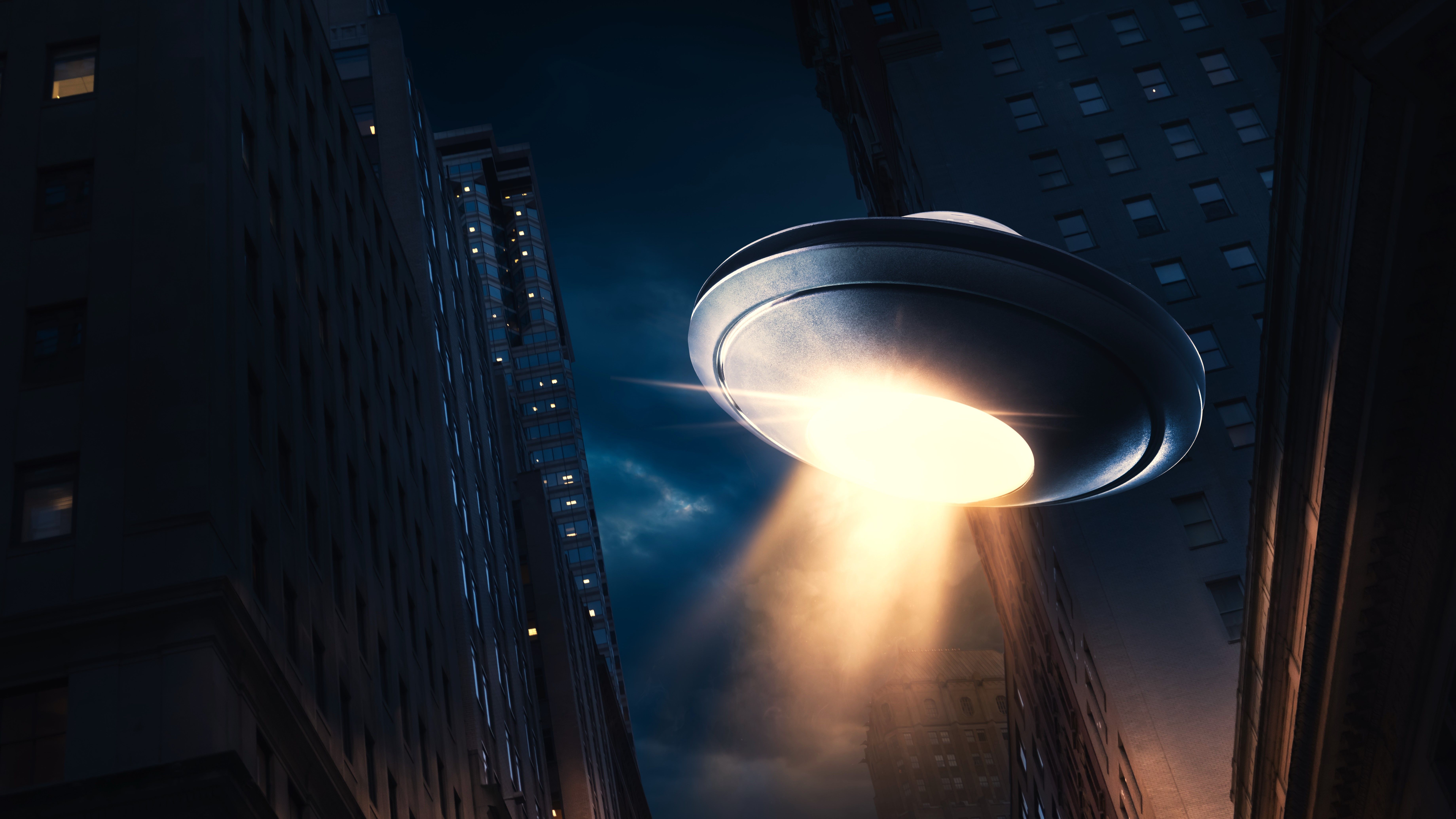 Alien Spaceship Over City