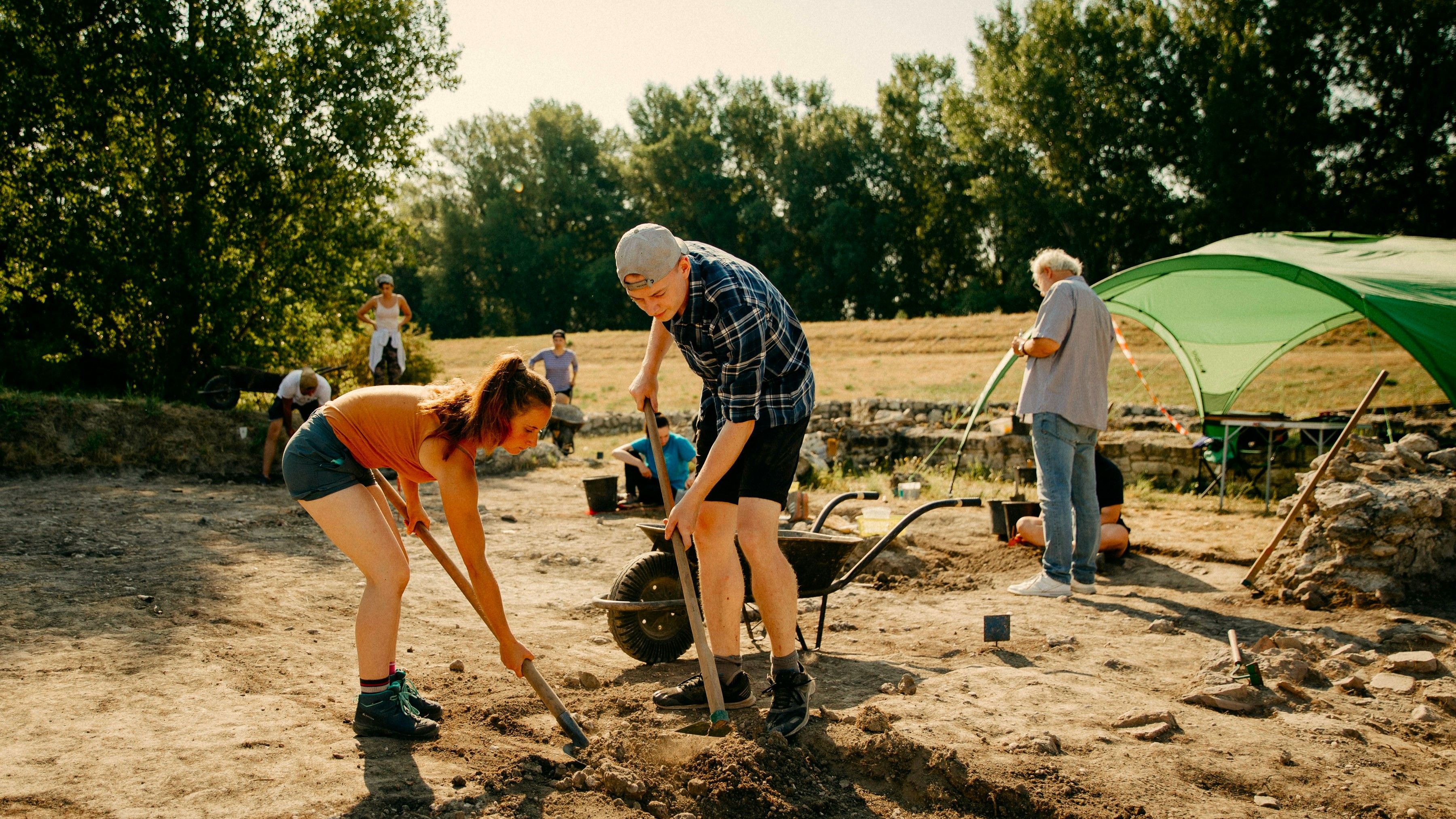 Archaeologists working