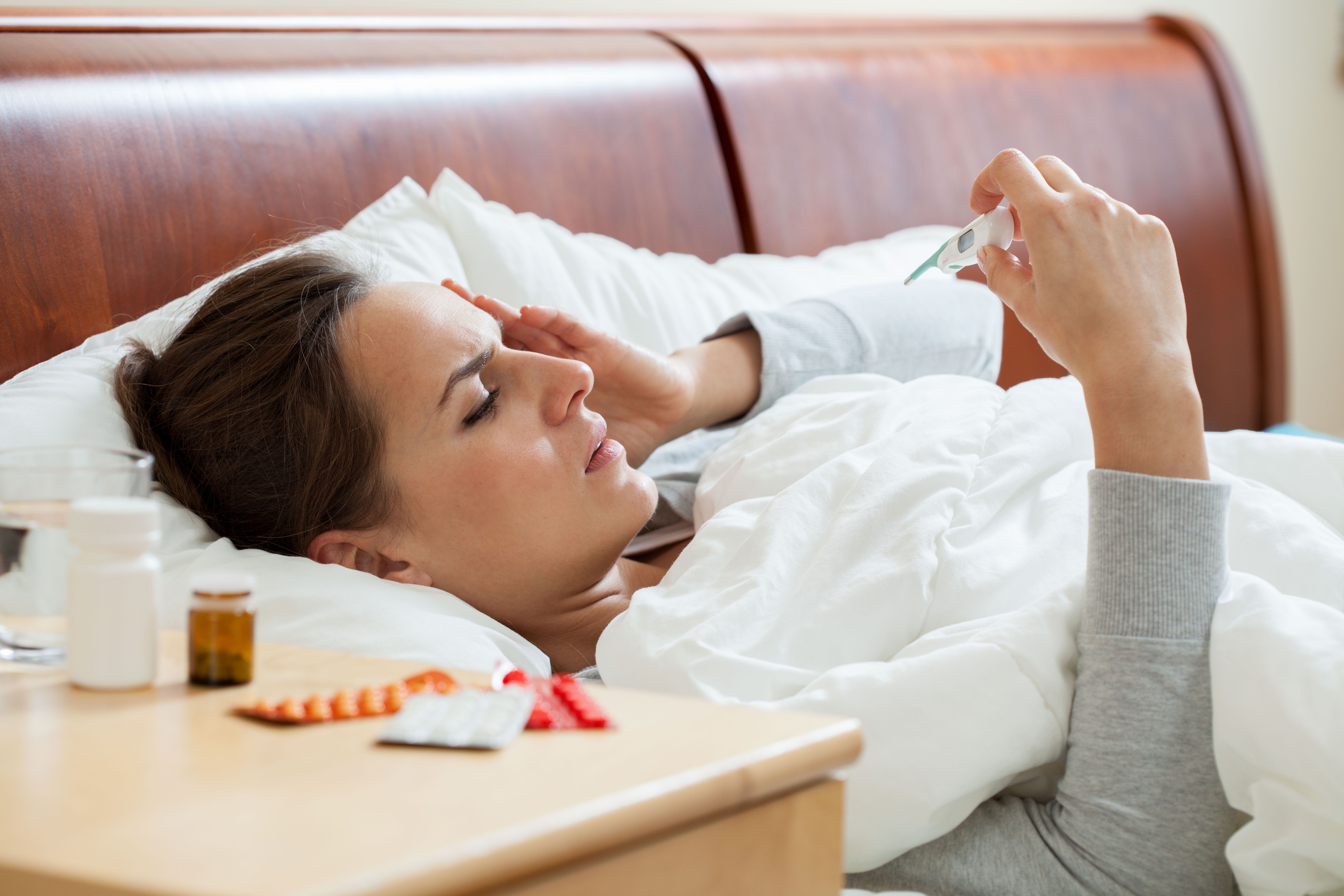 woman with influenza