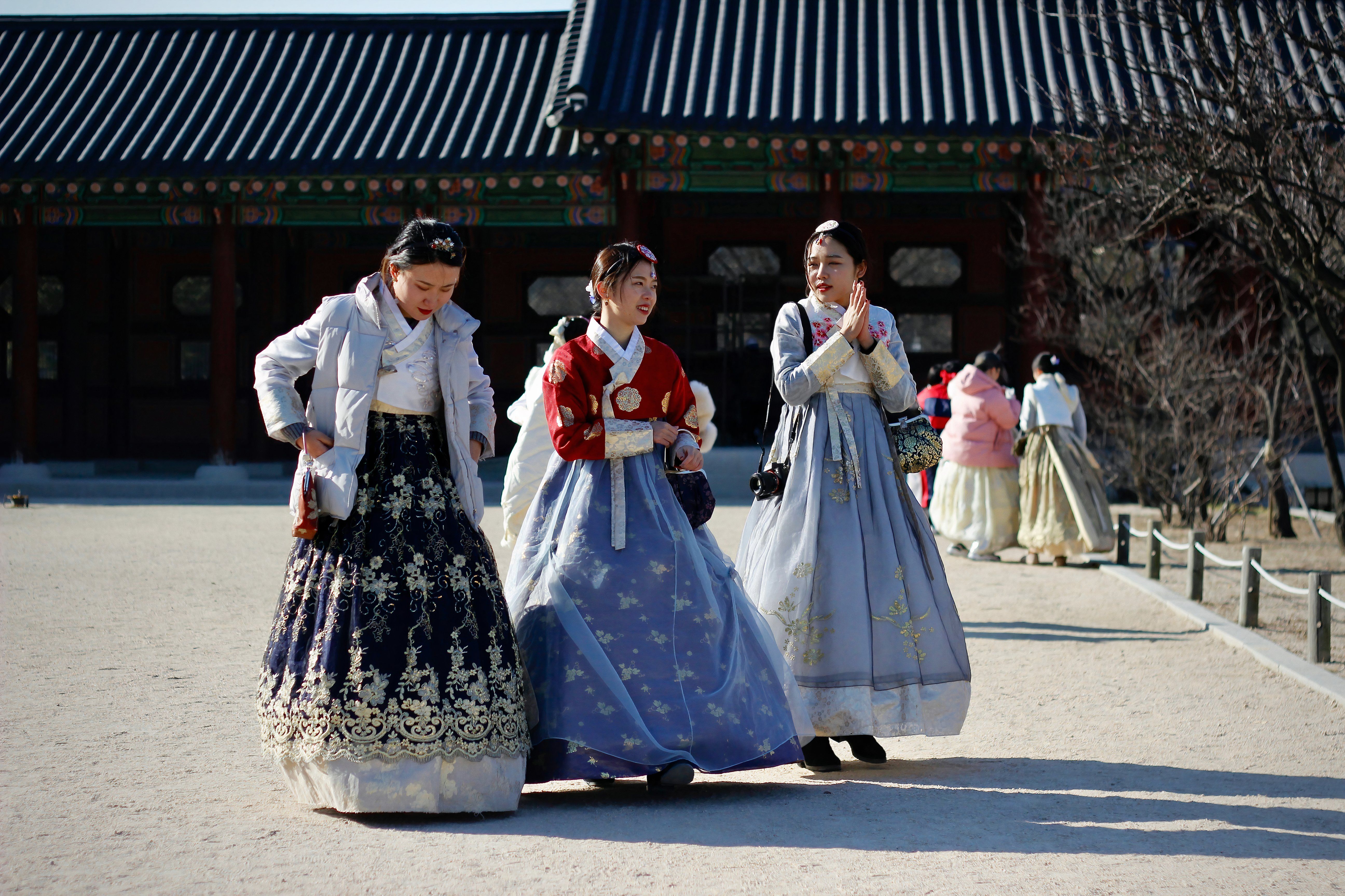 Women walking on the street in Seoul, South Korea