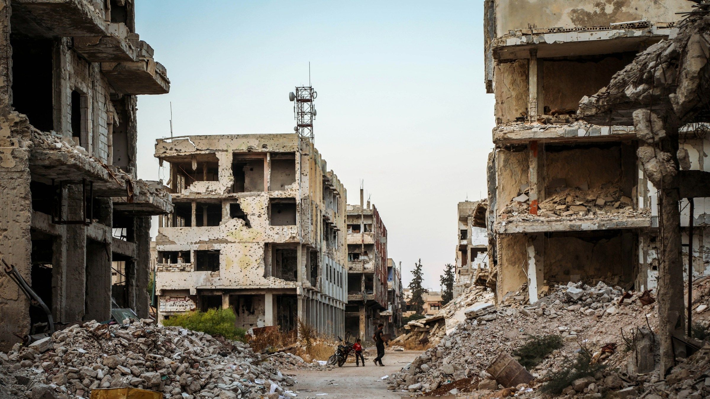 Rubble and remains of buildings in Daraa Syria