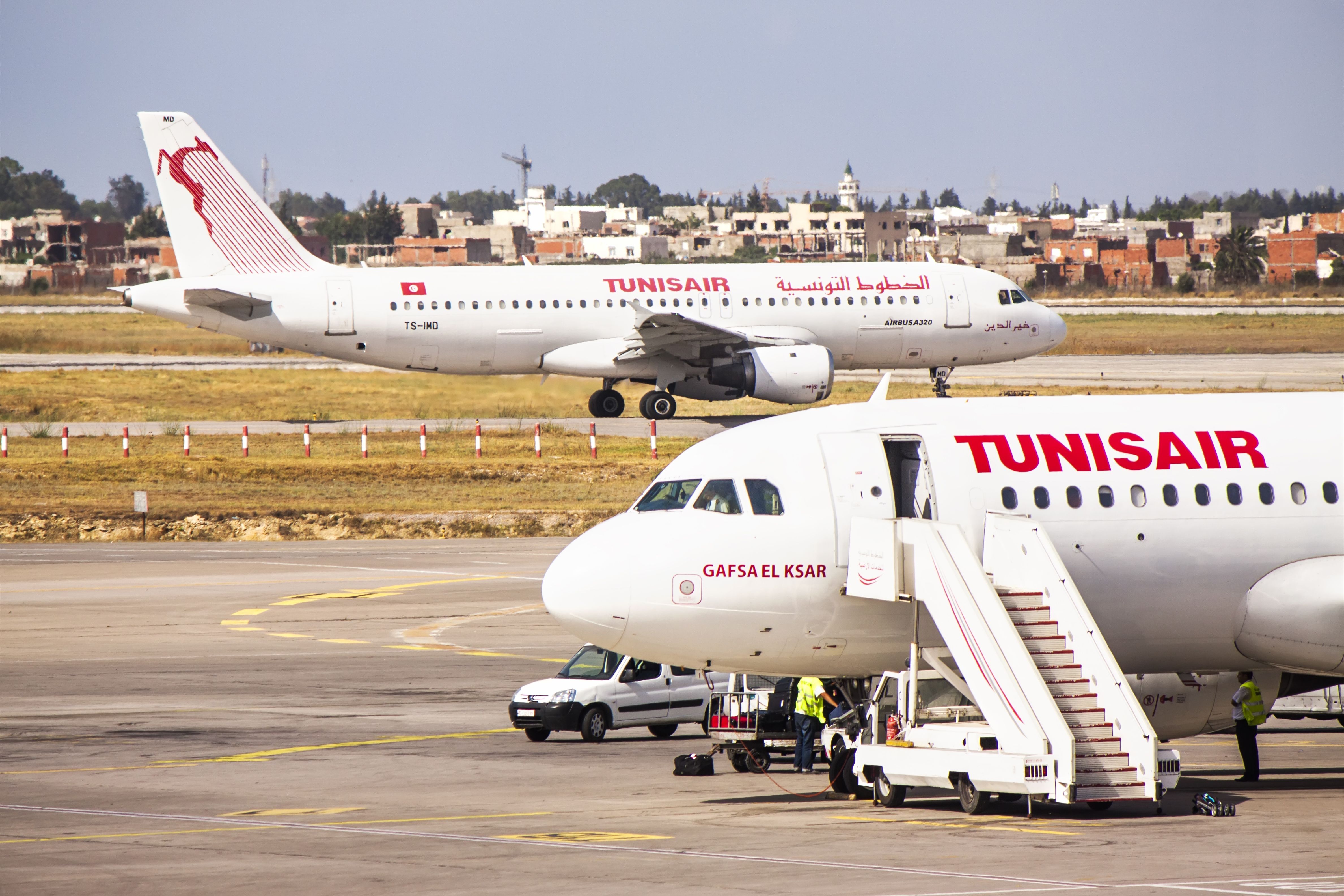 Tunisair airplane in Tunis, Tunisia