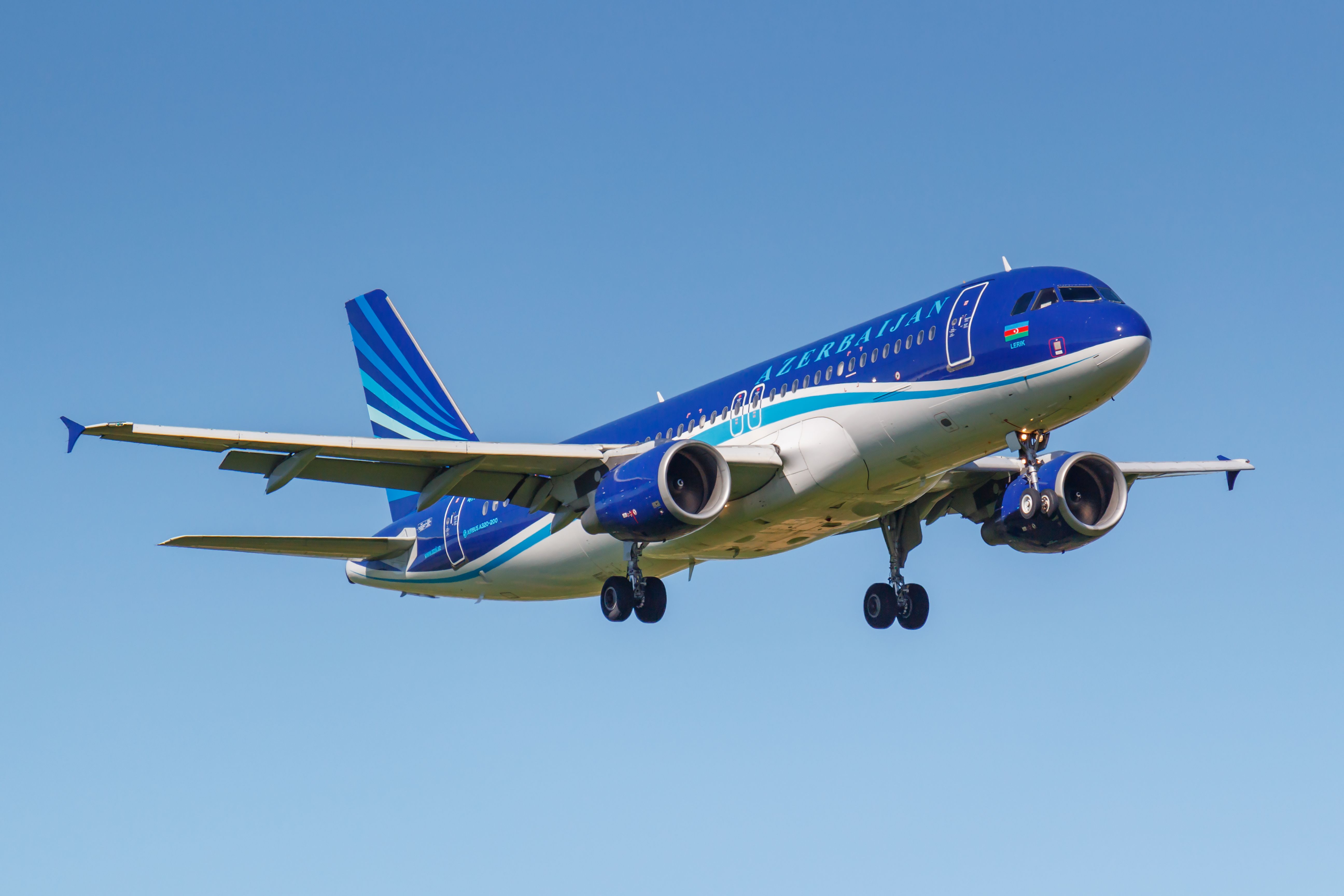 Azerbaijan Airlines airplane in flight