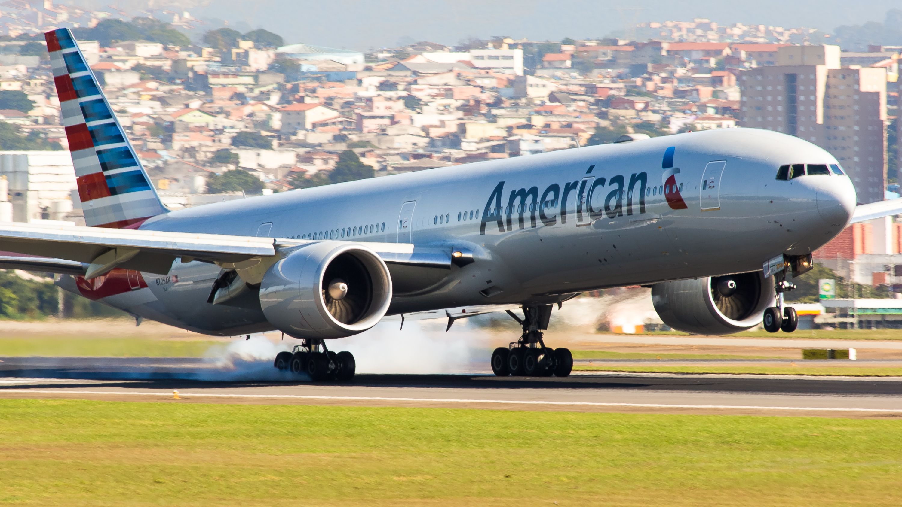 American Airlines 777 plane, Gru Airport, Guarulhos, Brazil