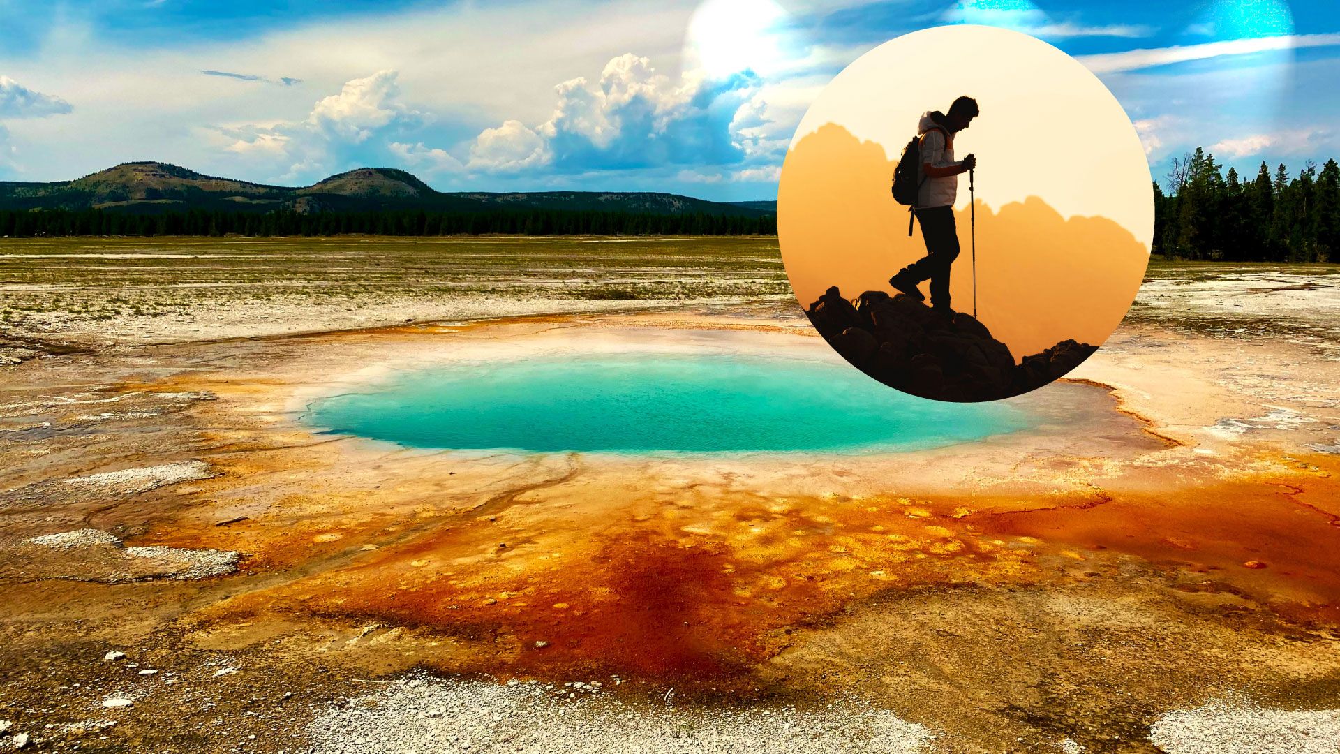 Yellowstone Man Hiking