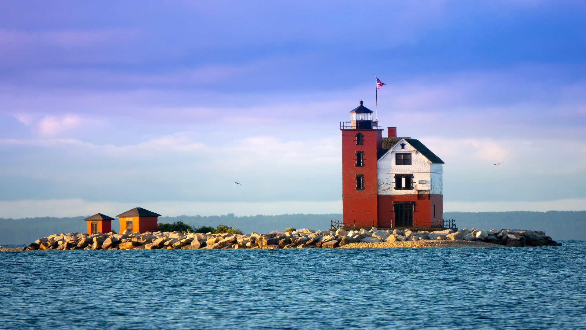 Historic Round Island Lighthouse near Mackinac Island Michigan