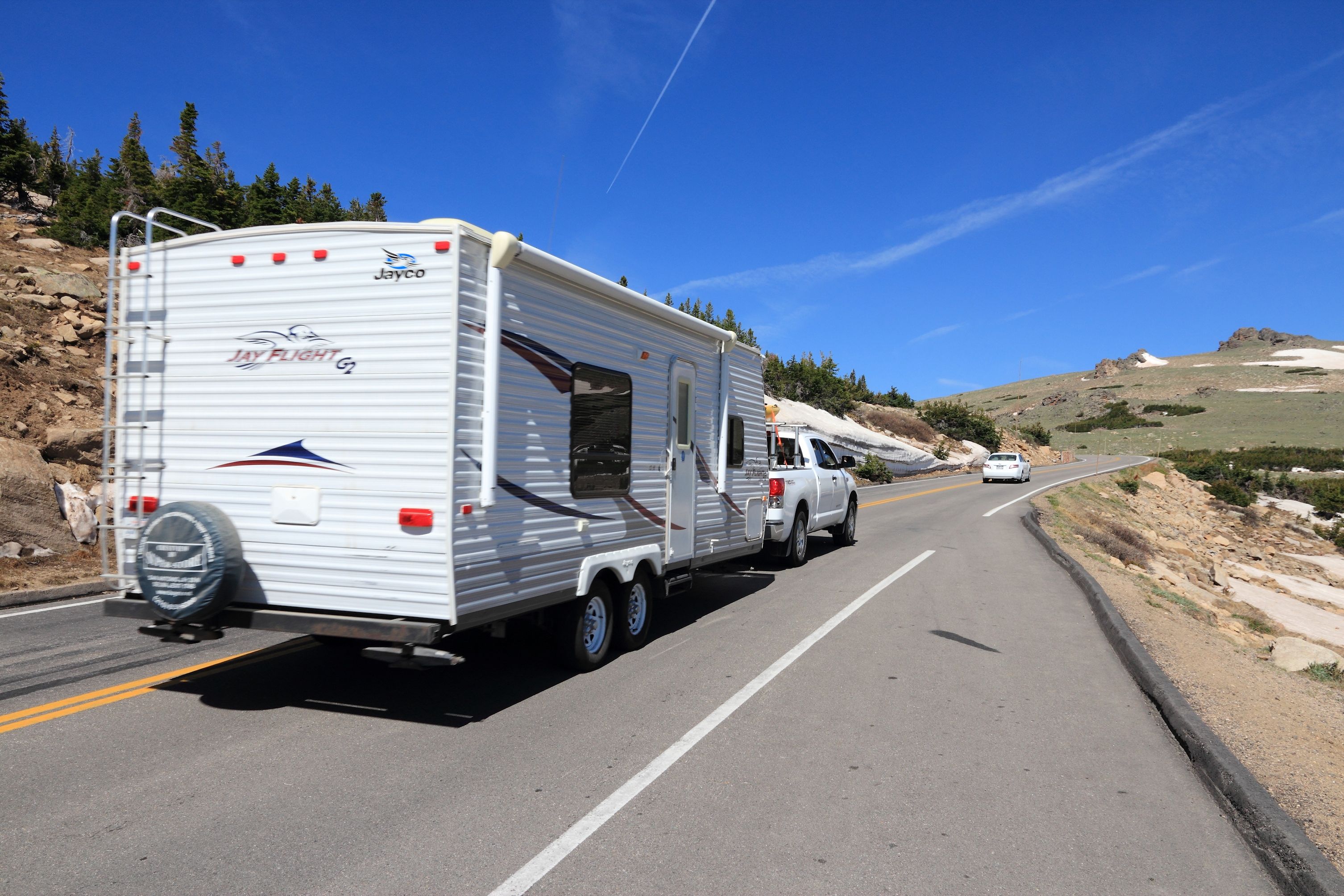 Camping trailer at Rocky Mountains National Park, Colorado