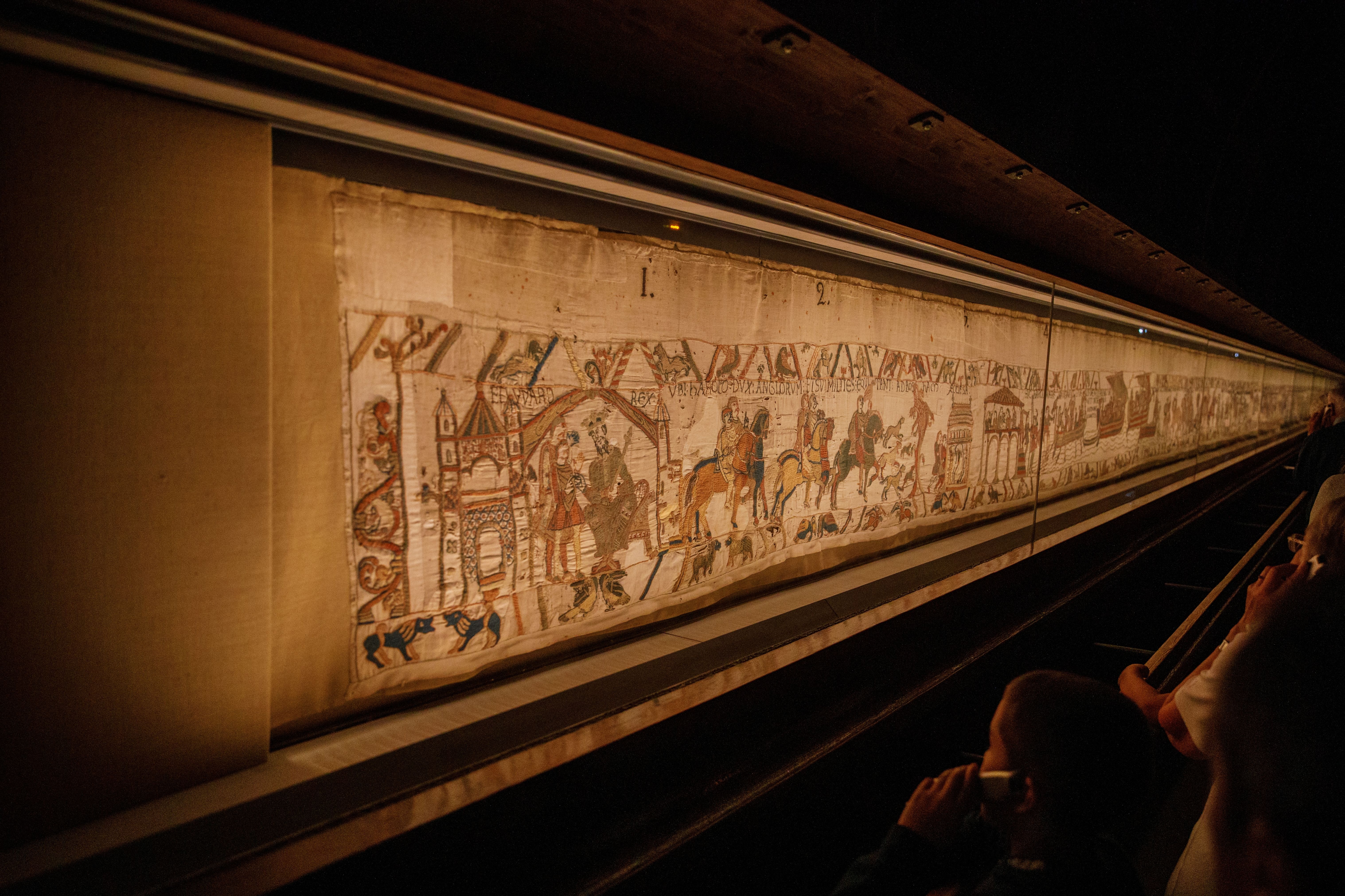Bayeux carpet details depicting Norman's invasion into England in the 11th century