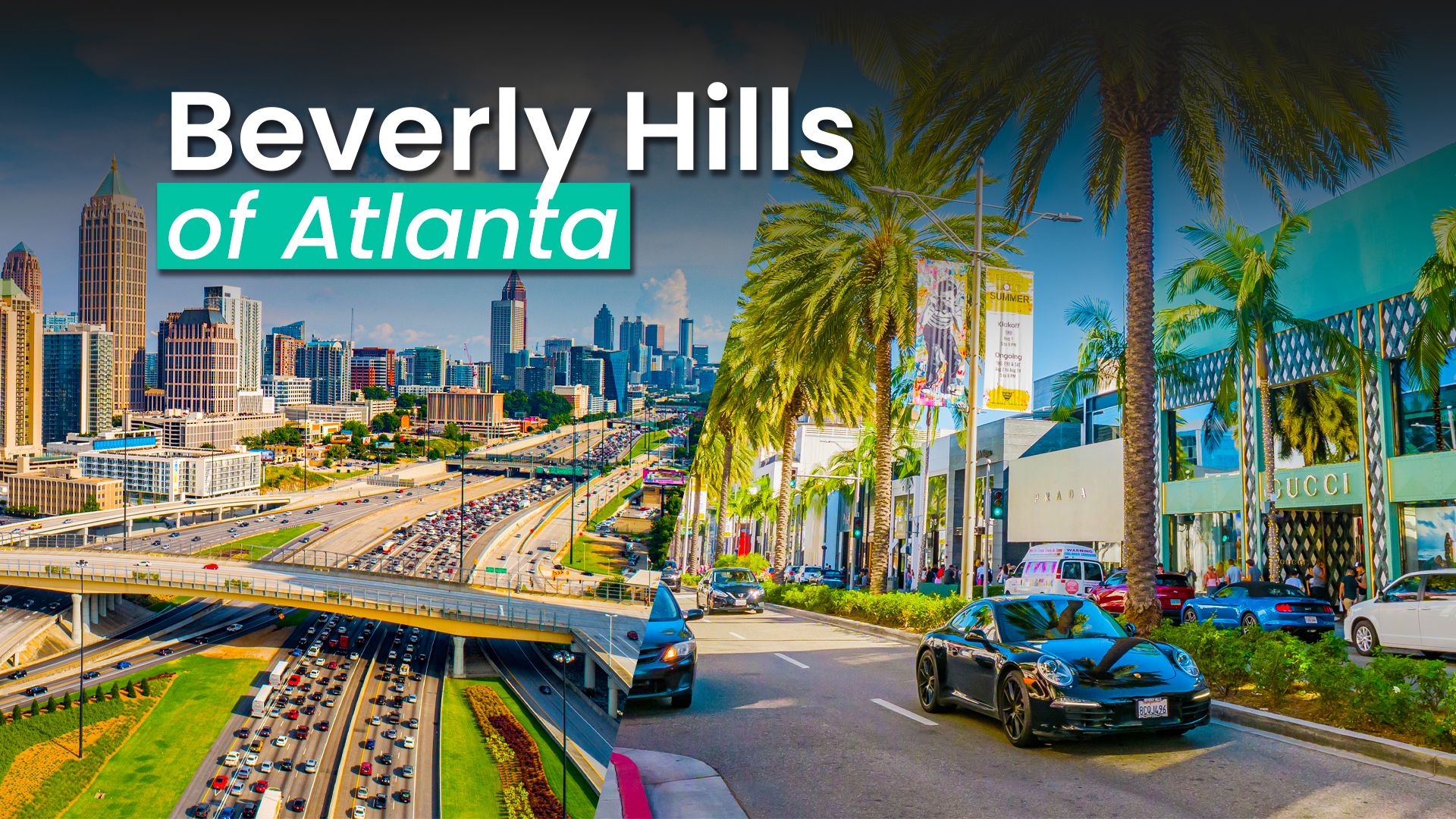 Divided image features Park Toxido in Atlanta, Georgia, and Beverly Hills in California, USA