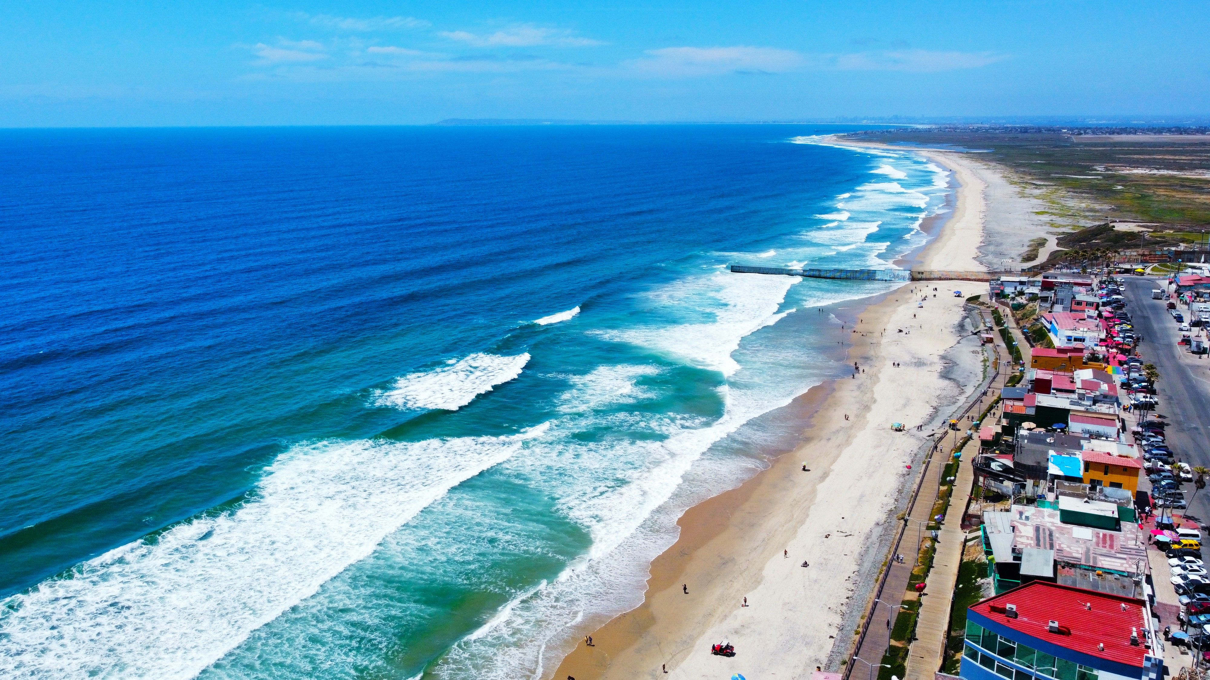 International border wall between Tijuana, Mexico, and San Diego, California, USA