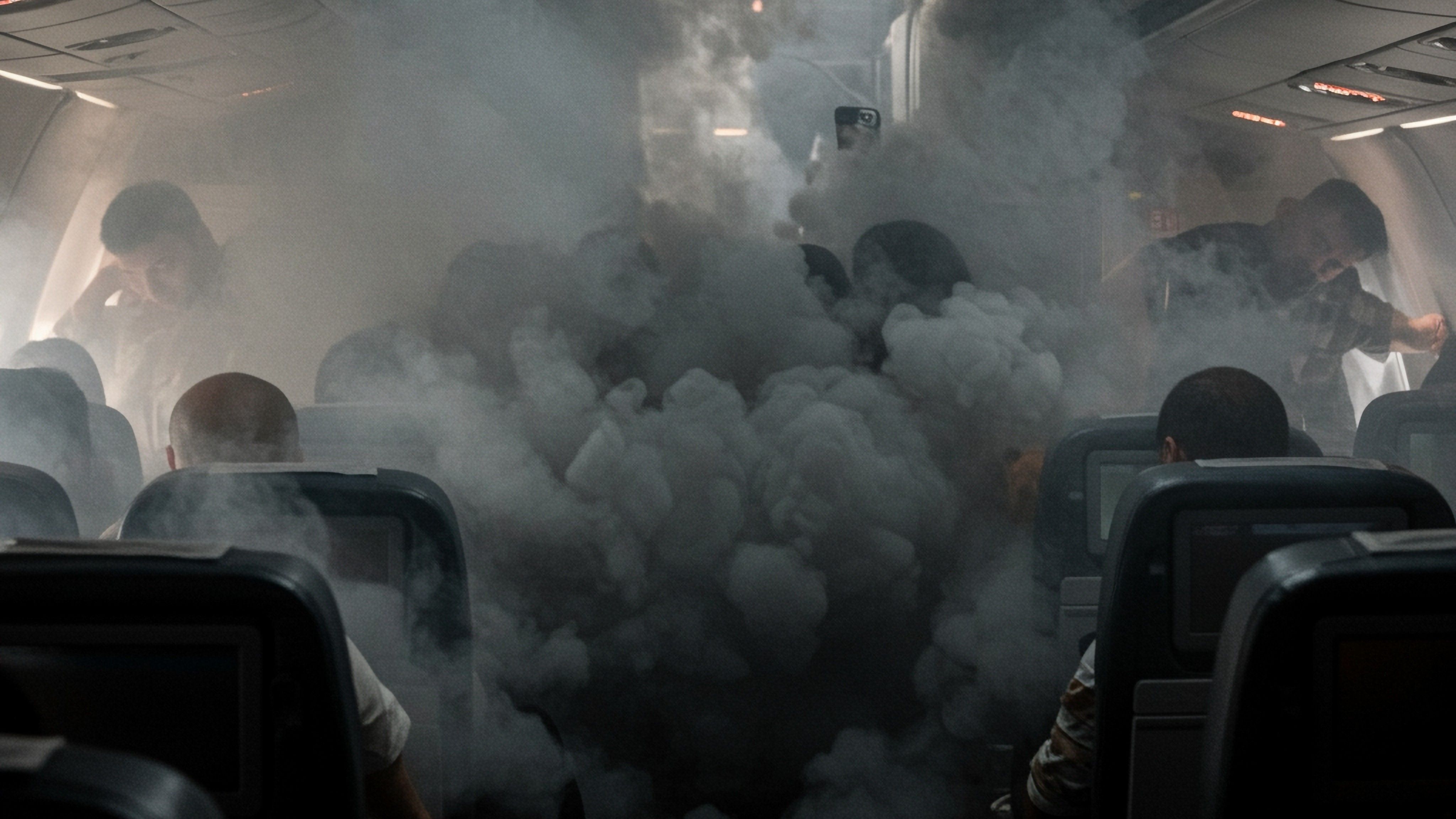 Smoke passengers on the plane swallow passengers