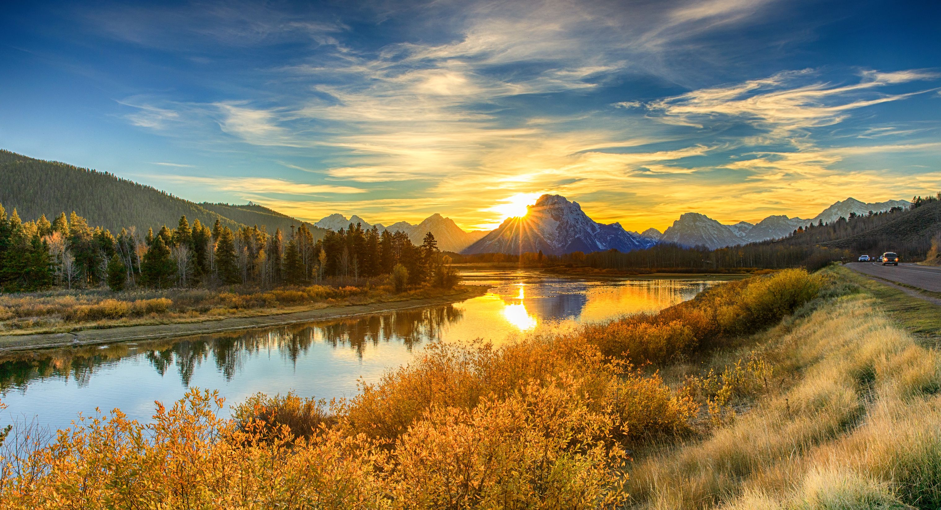 View of sunset at Grand Teton National Park, Wyoming, WY, USA