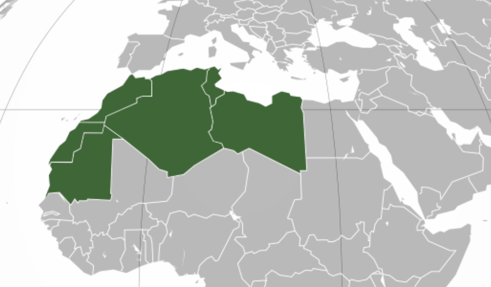 Maghreb province in Africa, highlighted in green