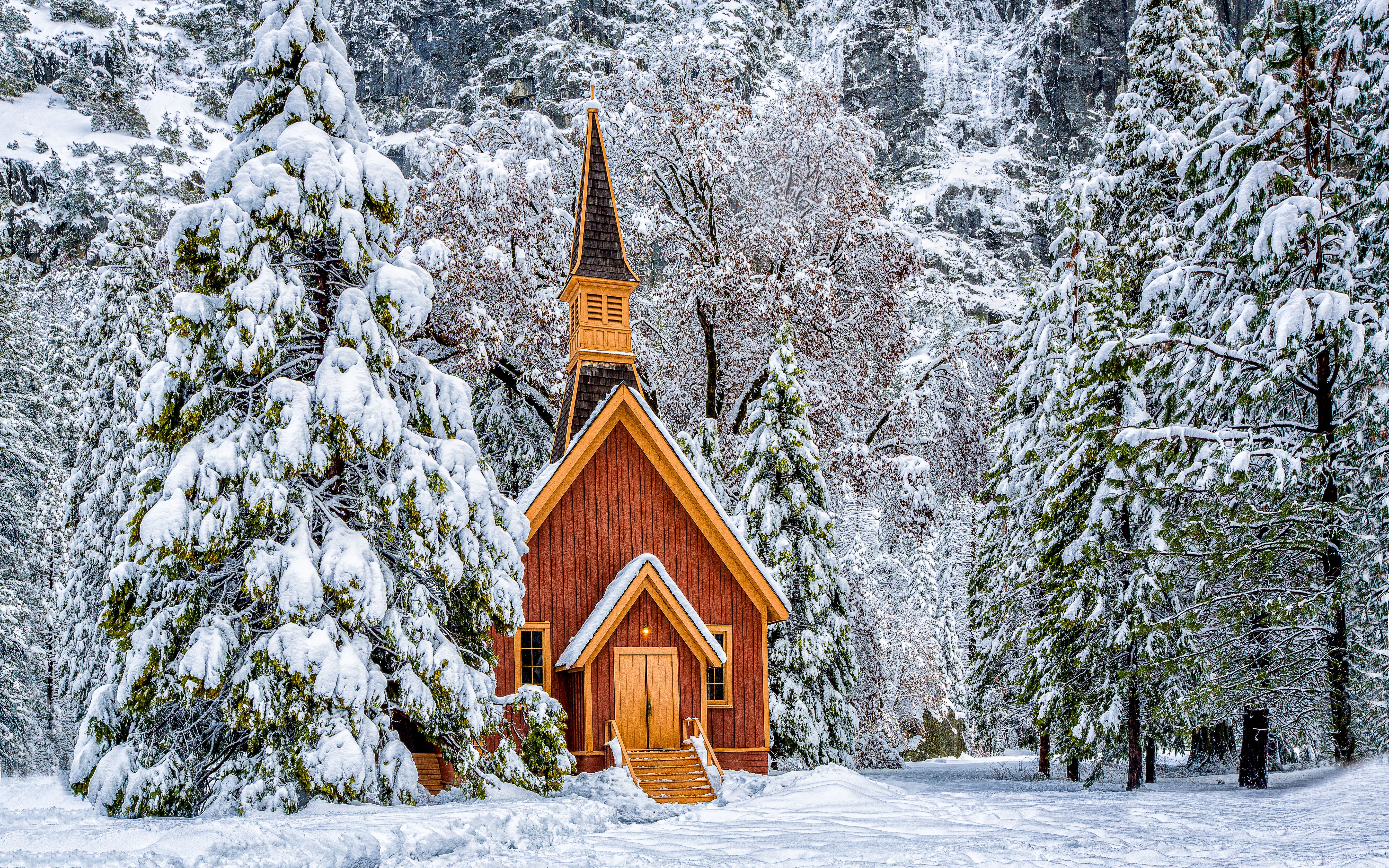 Yosemite Valley Chapel in the Winter