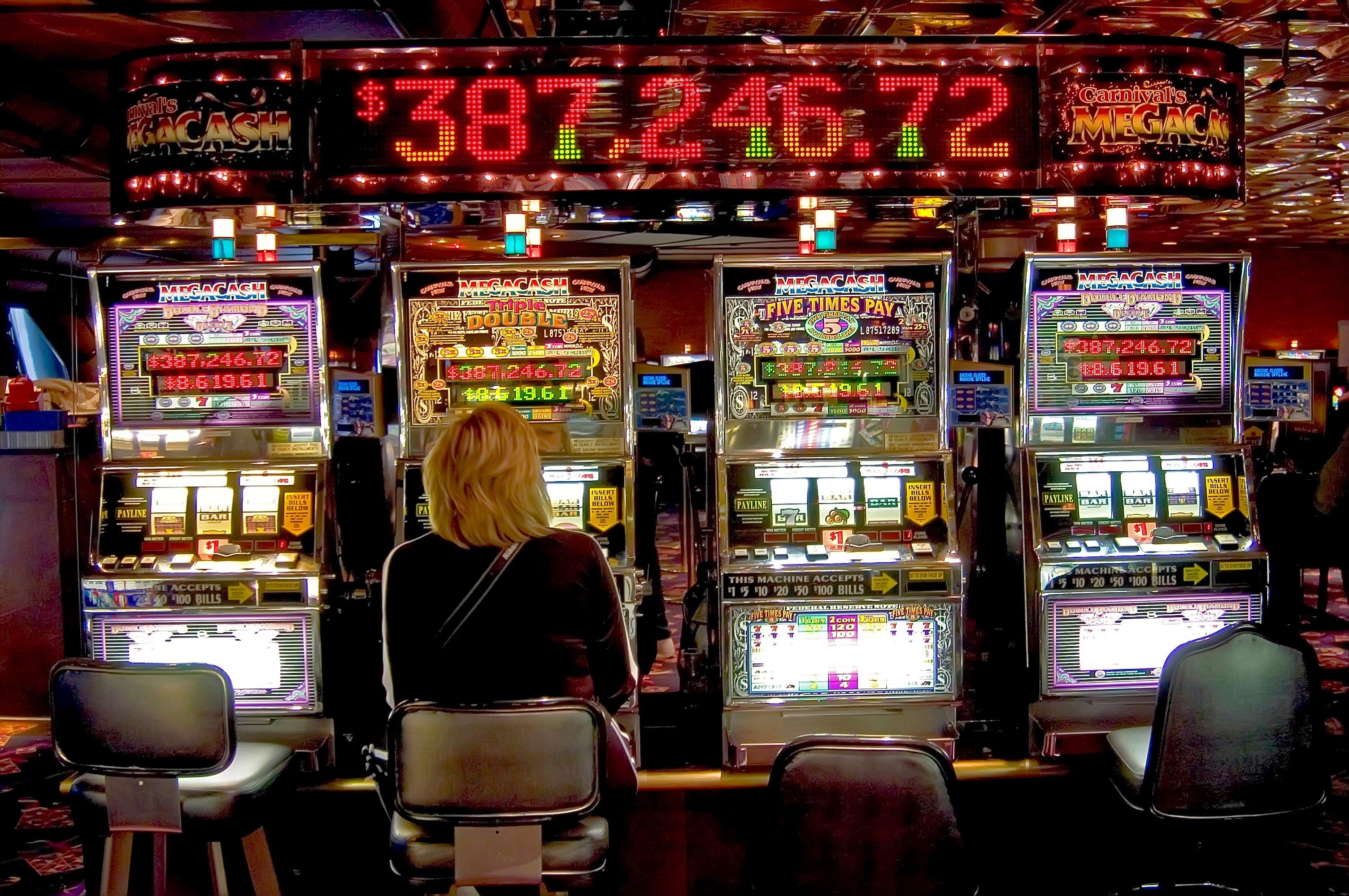 Casino gambling activities aboard the Carnival Cruise Ship Fantasy.