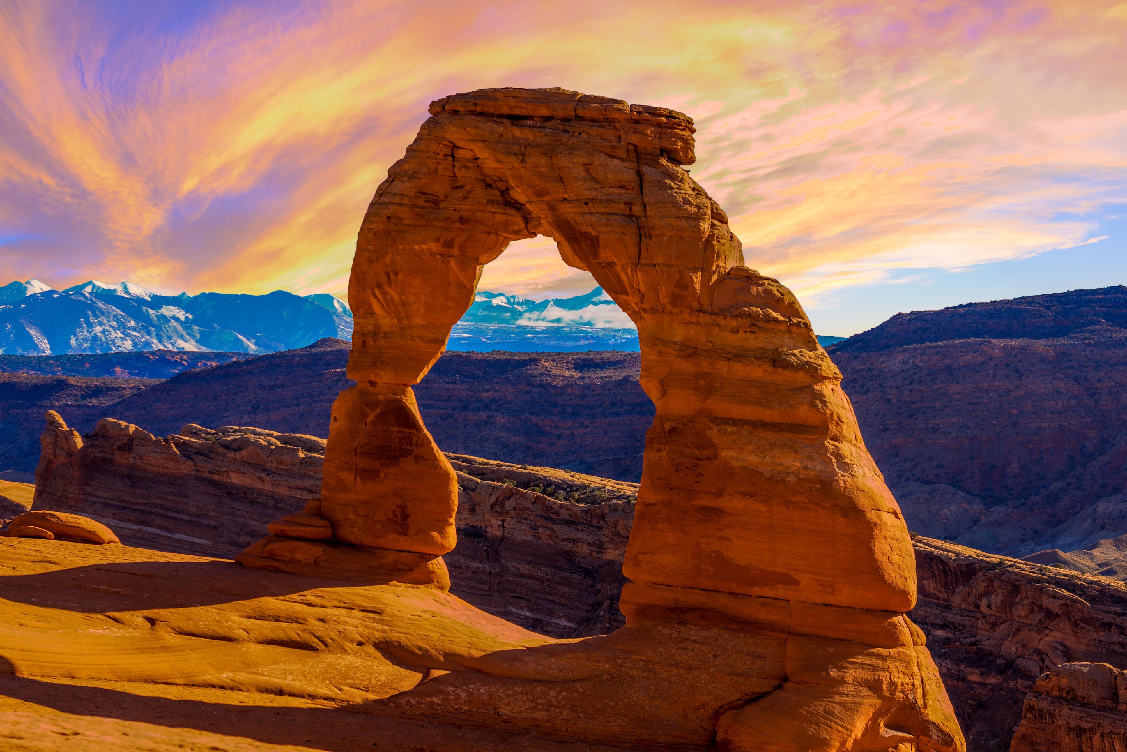 Sunset in the National Park Arches in Utah