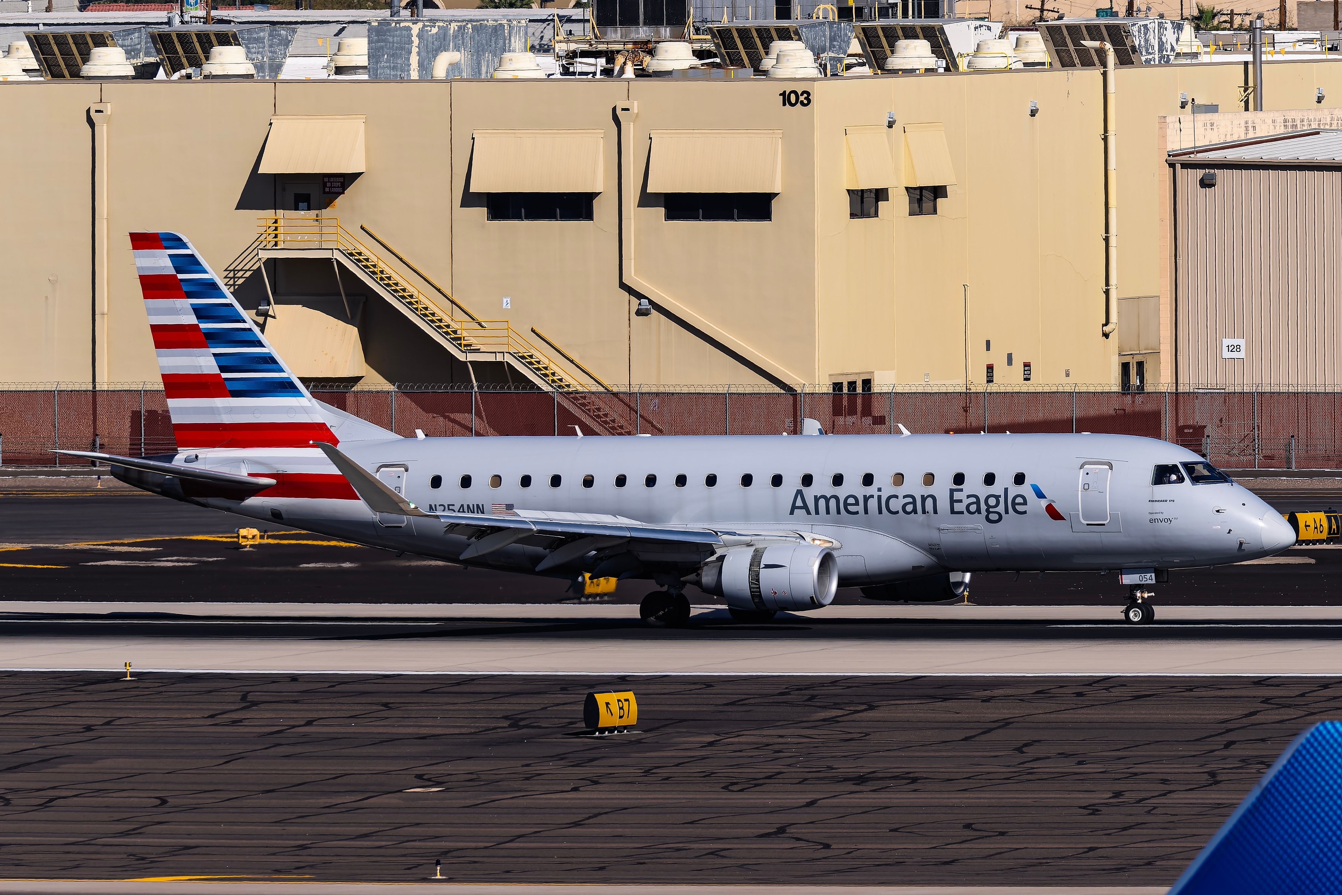 American Eagle flight on runway