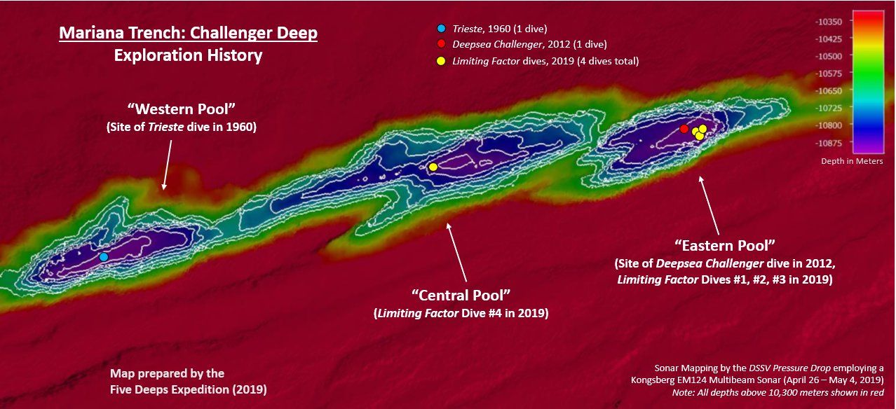 Deep Challenger Map, in the Mariana Trench, in the Pacific Ocean