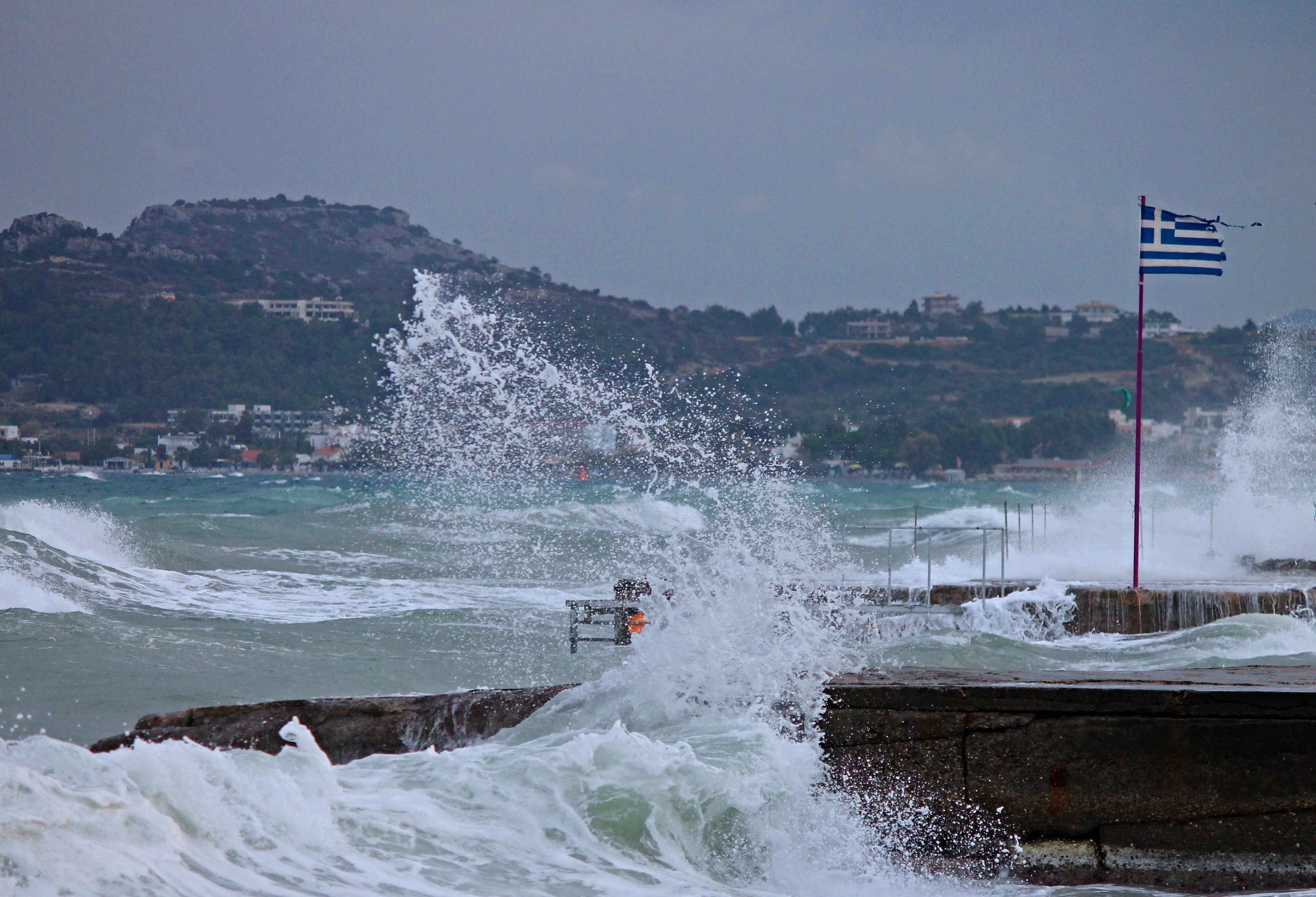 Severe weather and stormy seas, Rhodes, Greece