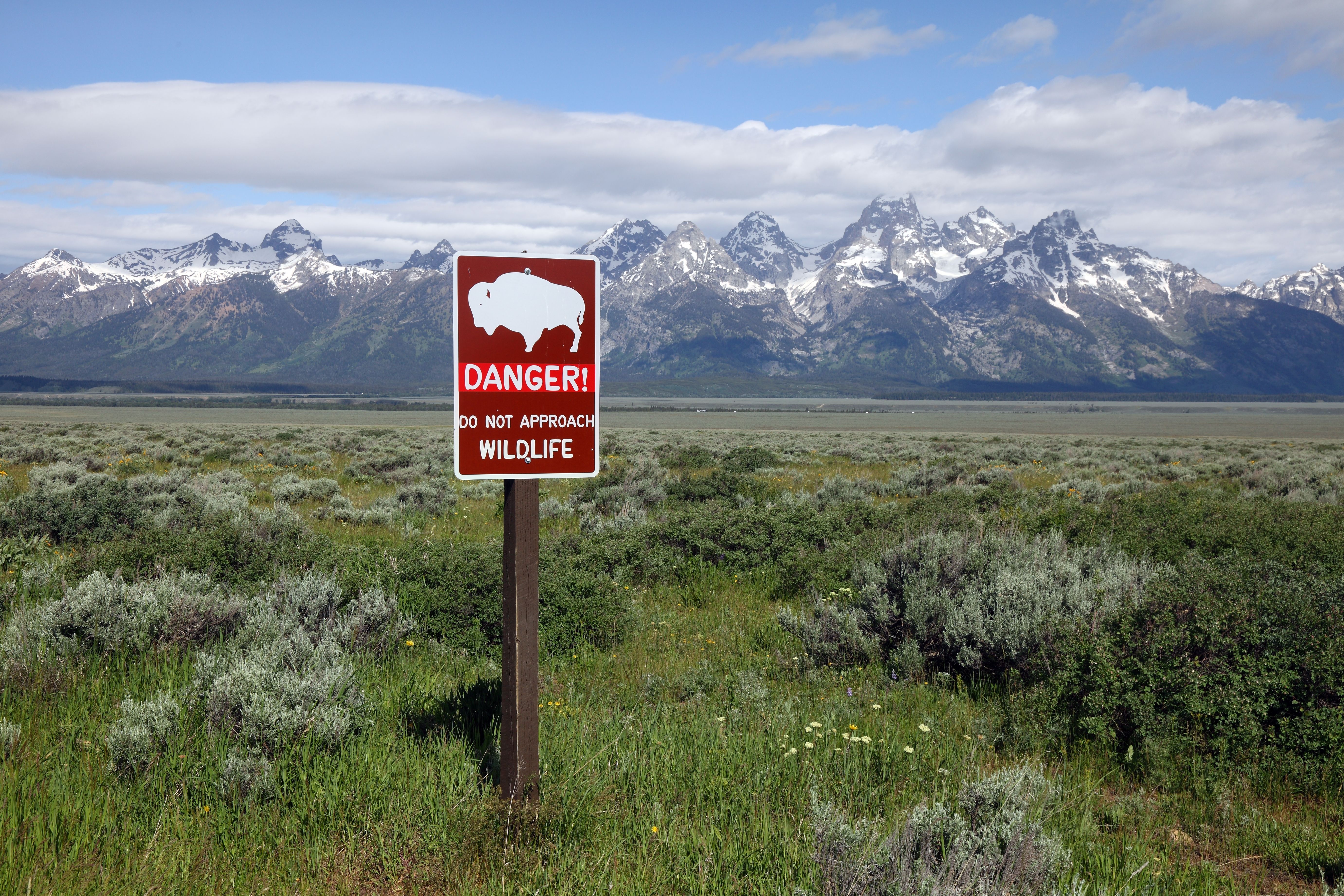Grand Teton Warning Sign