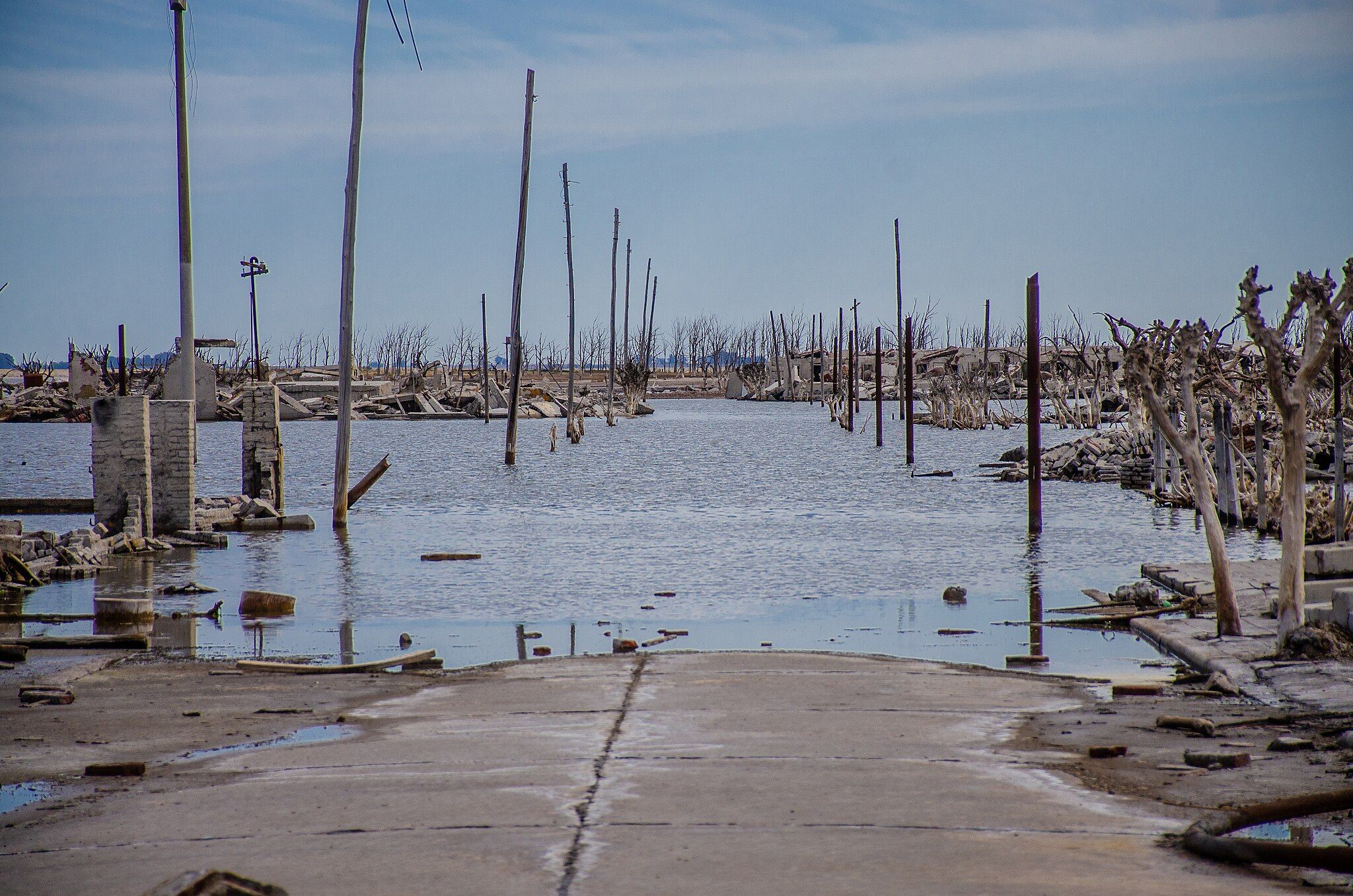 Flood water at Villa Epecuén, Argentina.