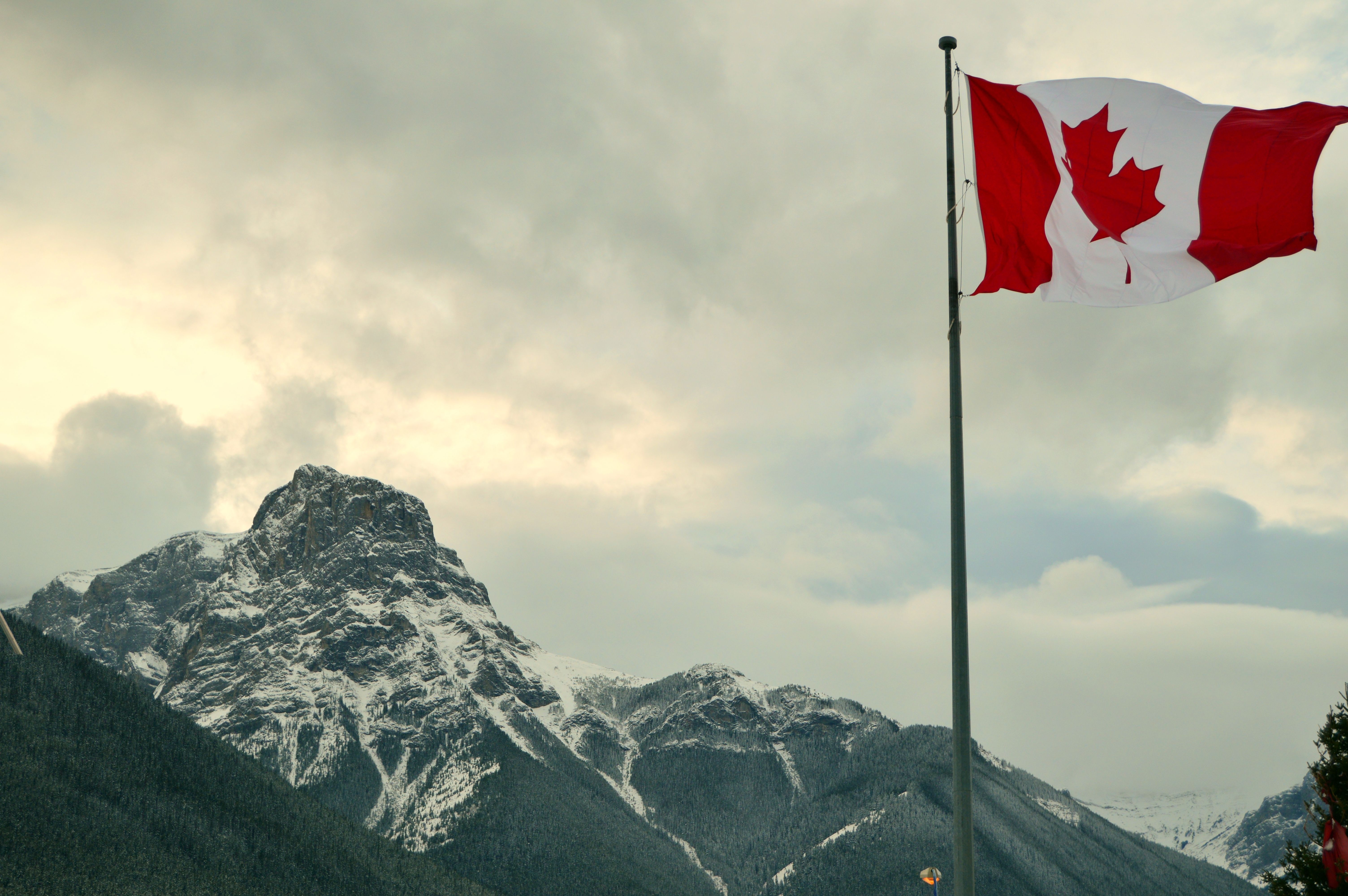 Canadian Flag At Banff National Park