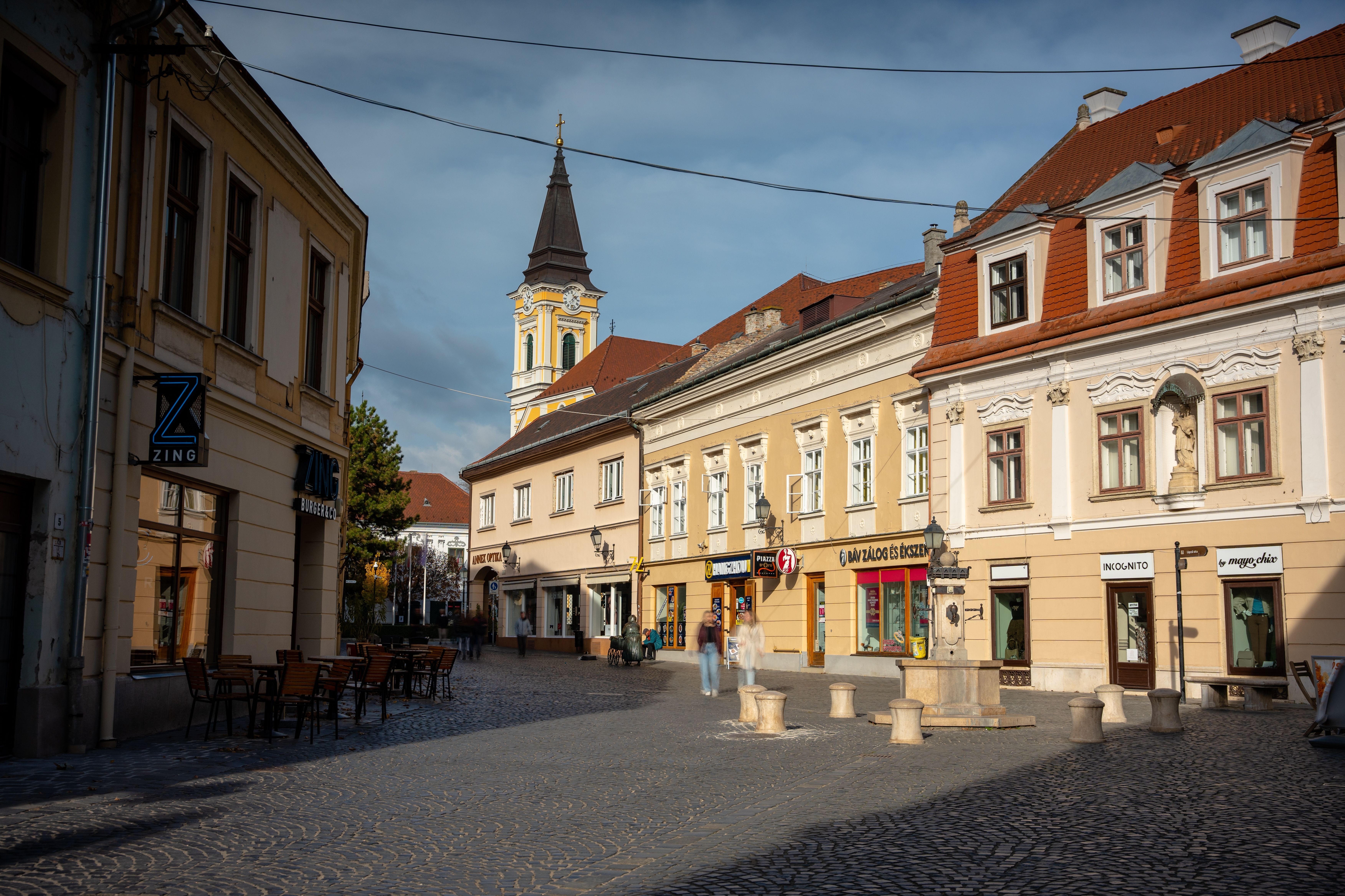   Liszt Ferenc Street in Szekesfehervar, Hungary.
