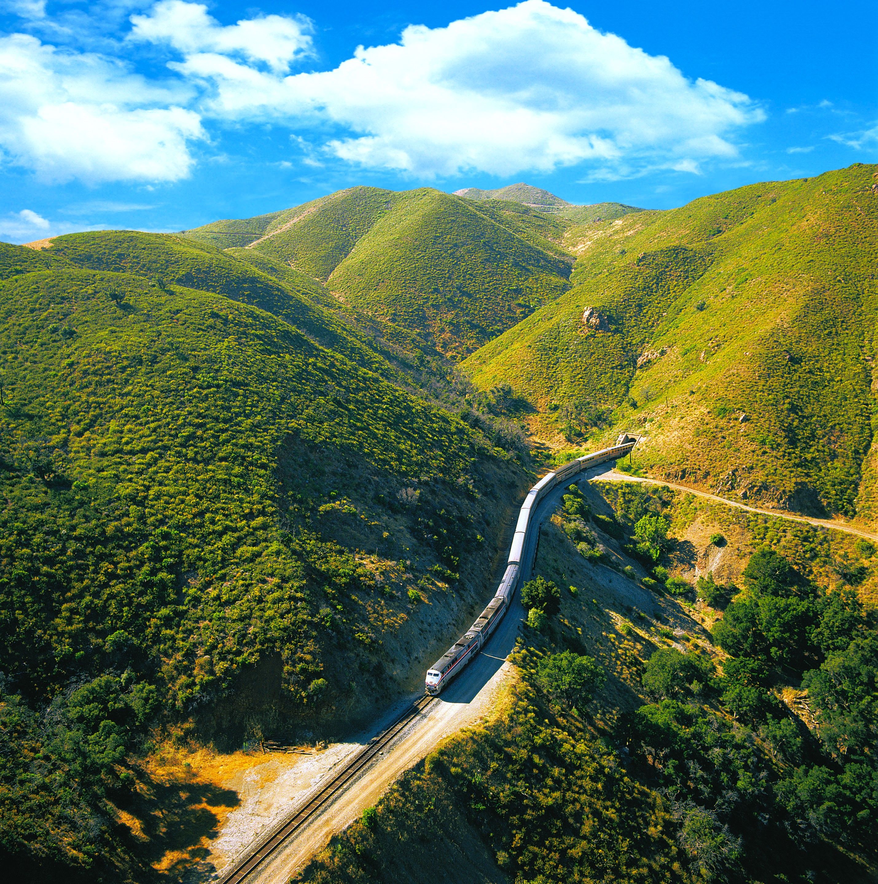 Amtrak Coast Starlight train in San Luis Obispo County, California, USA