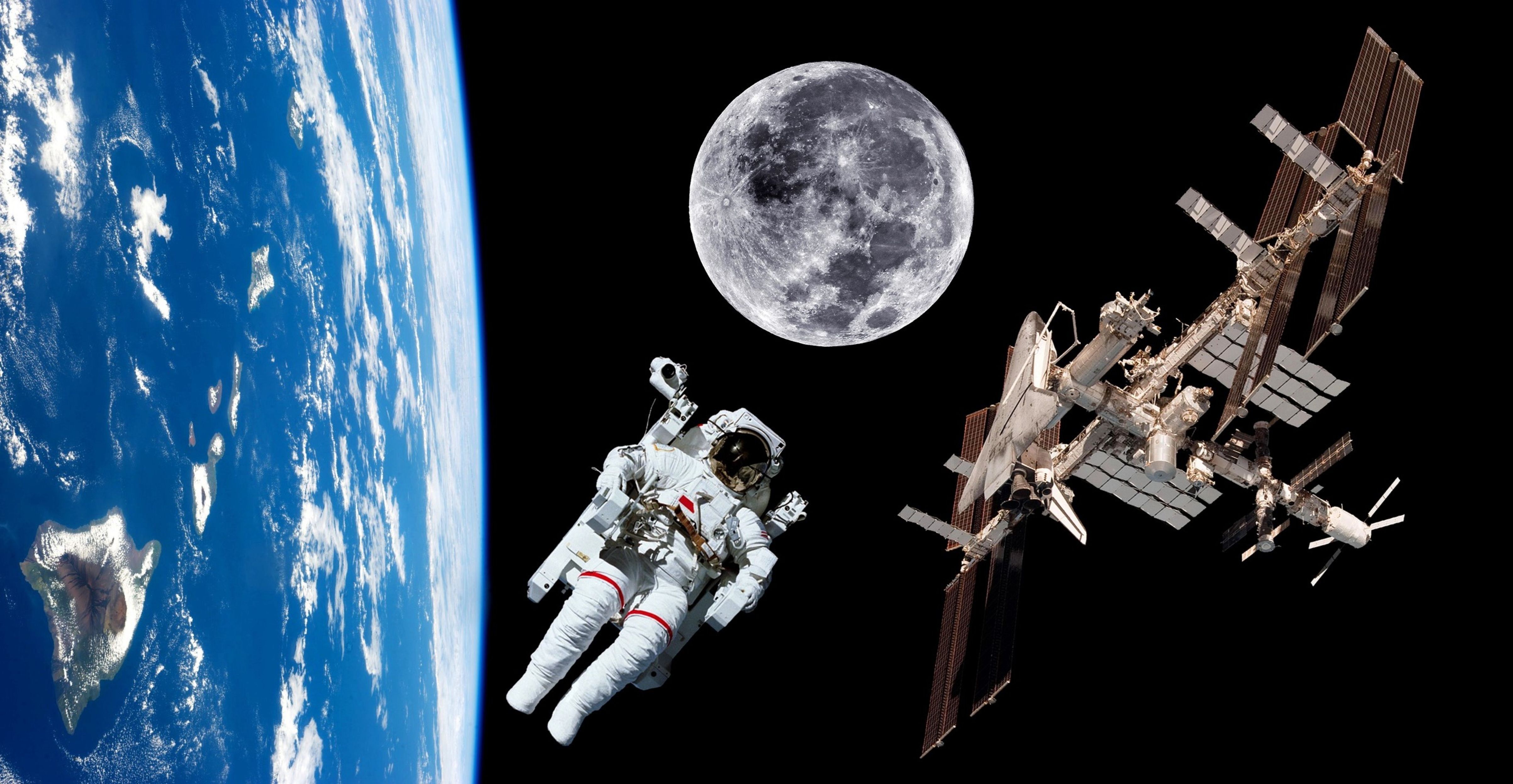 Earth satellite space station astronaut background. Elements of this image furnished by NASA