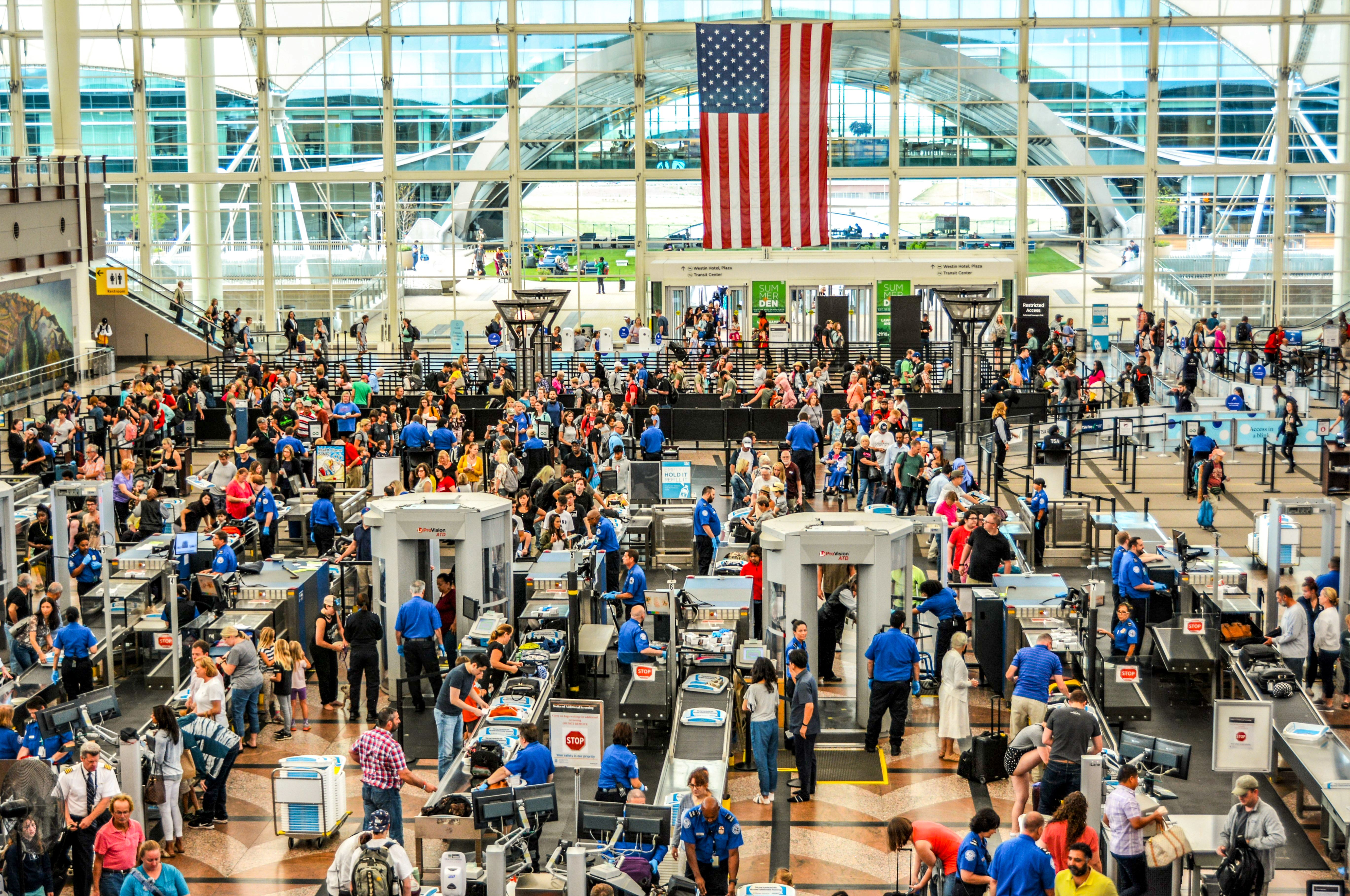 Denver International Airport, the Transportation Security Administration (TSA) security screening areas