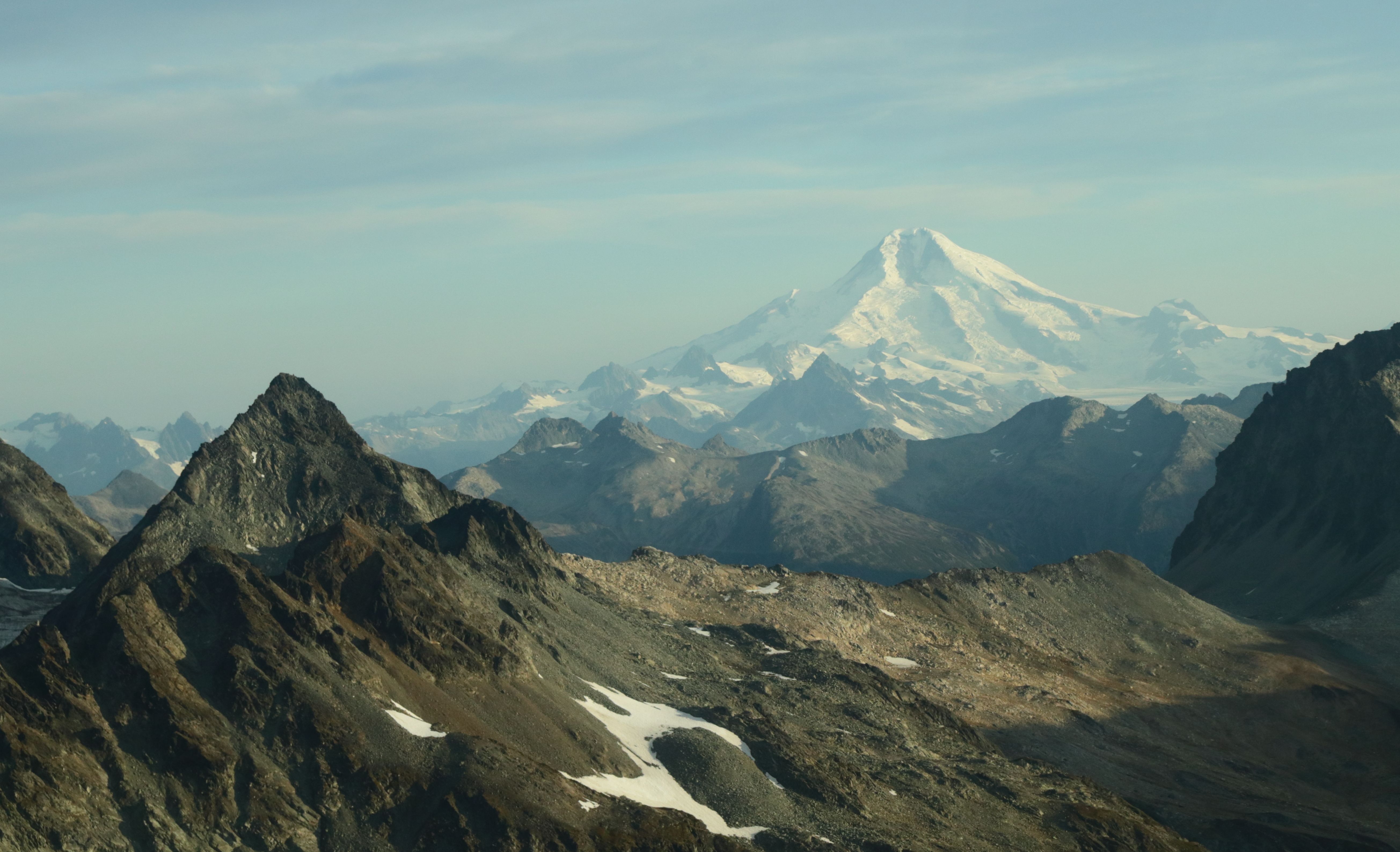 A view of Iliamna Volcano on Cook Inlet in Lake Clark National Park, Alaska, AK, USA