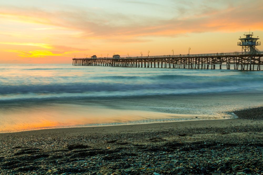 The dramatic sunset at the San Clemente Pier, California